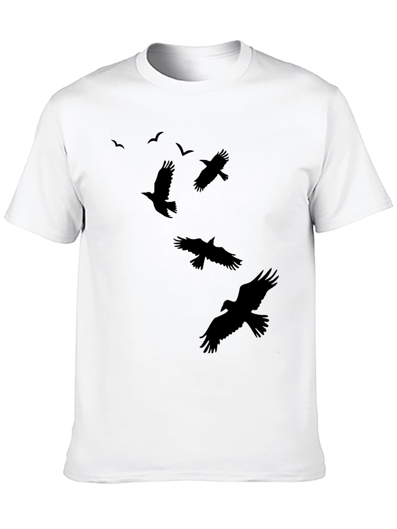 Black Raven Silhouette Print Black Crew Neck T-Shirt view 10