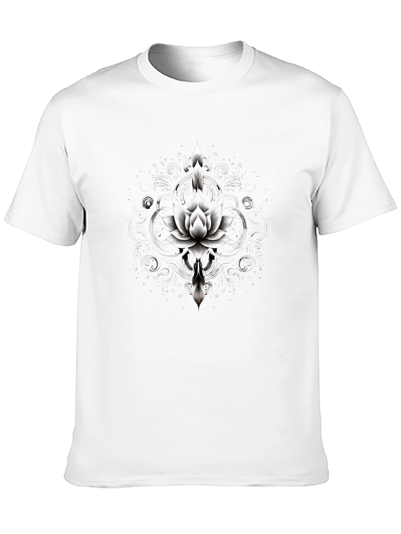Black Lotus Flower Graphic Tee - Black Cotton Blend view 10