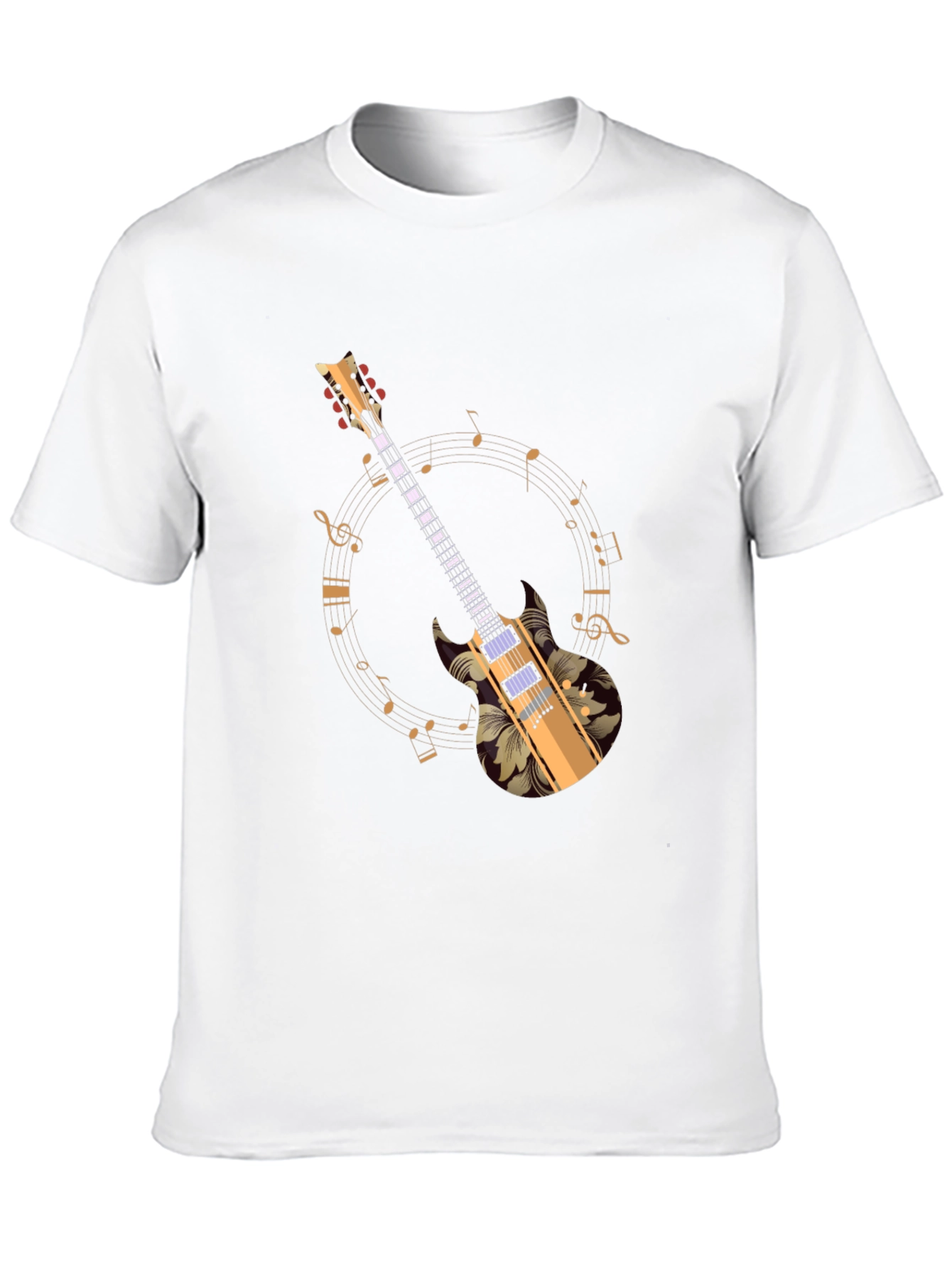 Black Floral Guitar Graphic Black Tee view 10