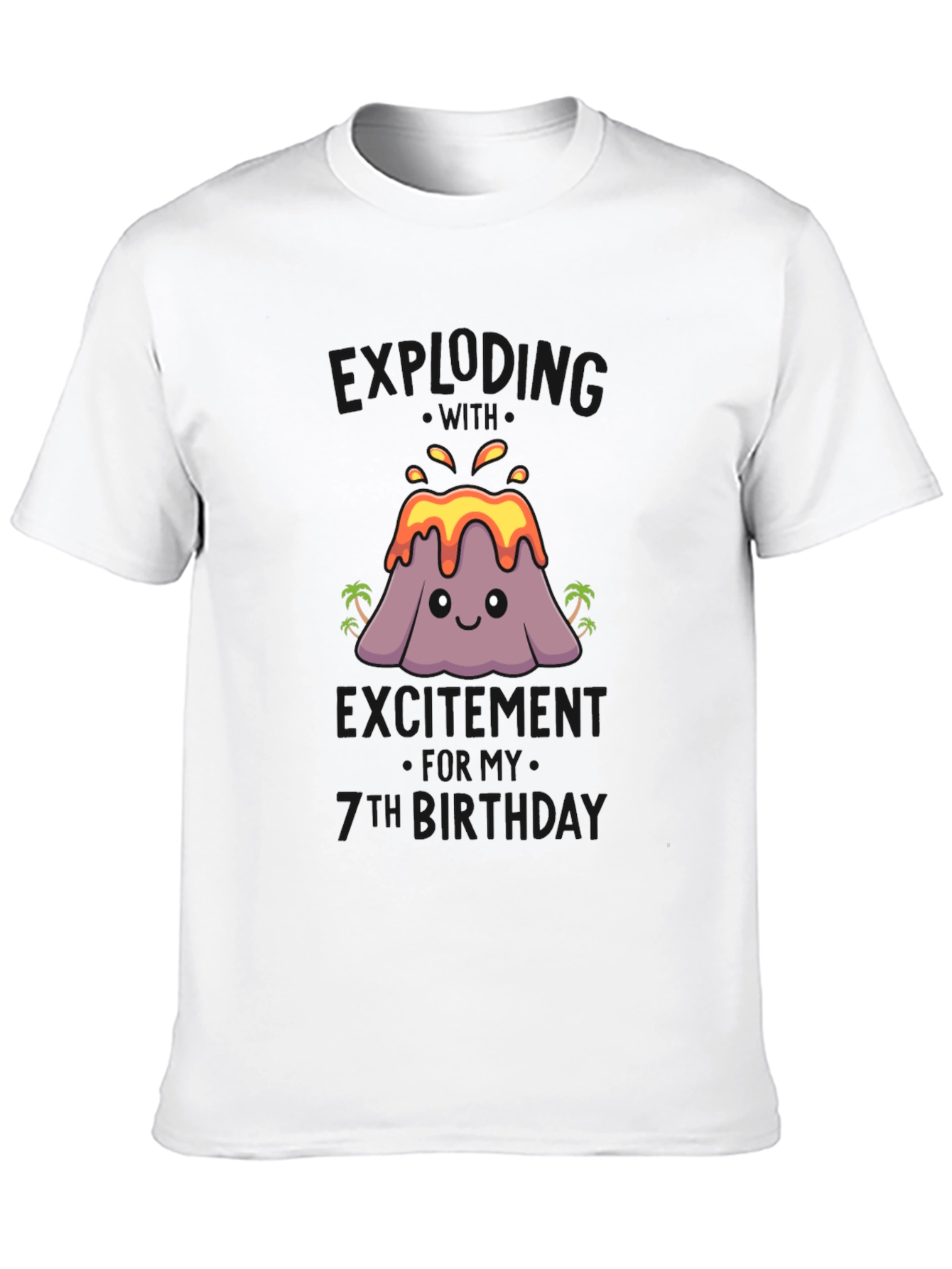 Black Volcano 7th Birthday Black T-Shirt view 10