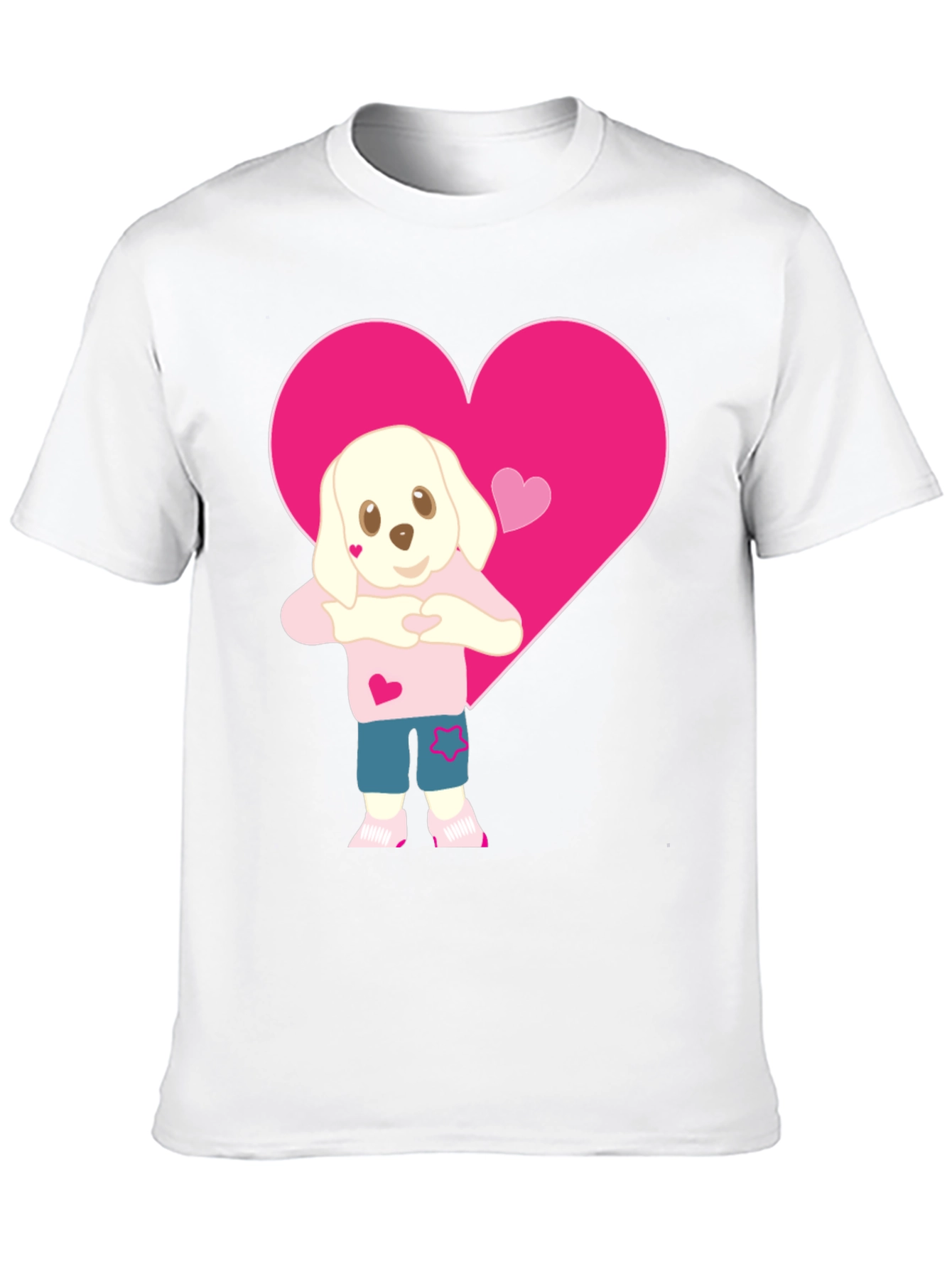 Black Cute Dog Heart Valentine's T-Shirt - Soft Cotton Blend view 10
