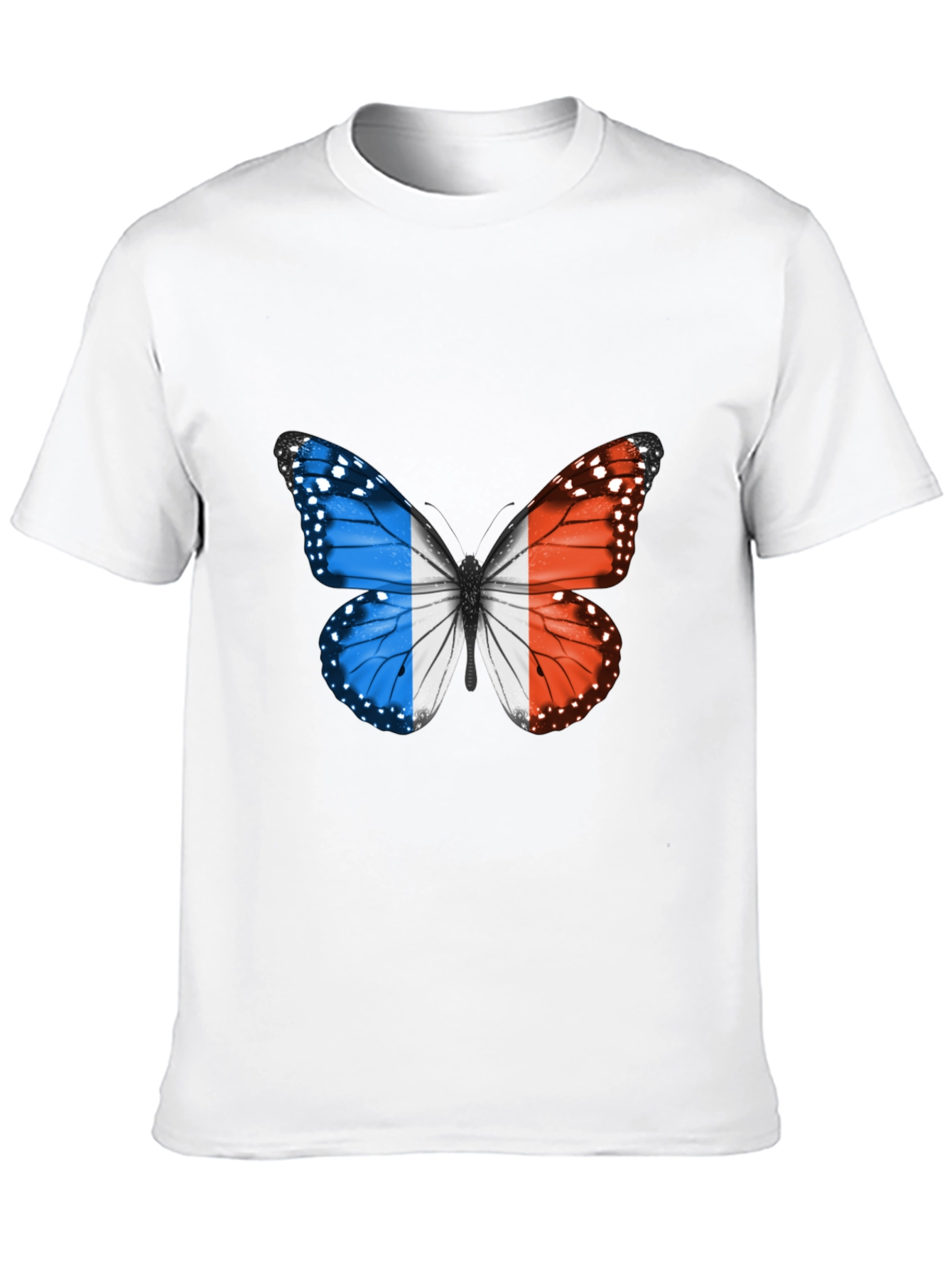 Black French Flag Butterfly Graphic Tee view 10