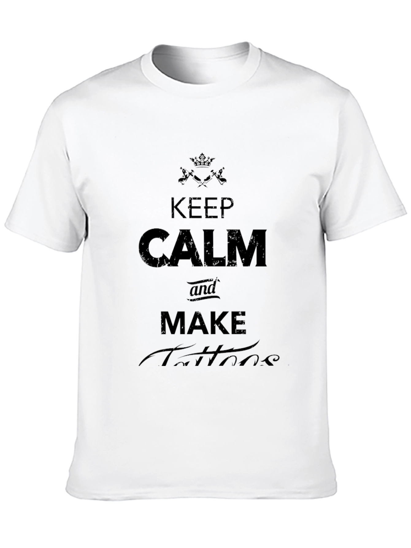 Black Keep Calm and Make Tattoos Graphic Tee - Black Cotton T-Shirt view 10