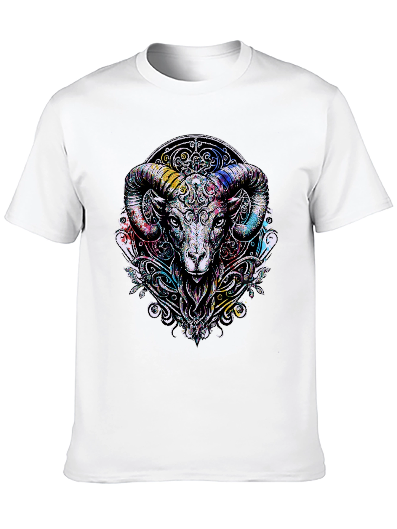 Black Aries Ram Graphic Black T-Shirt view 10