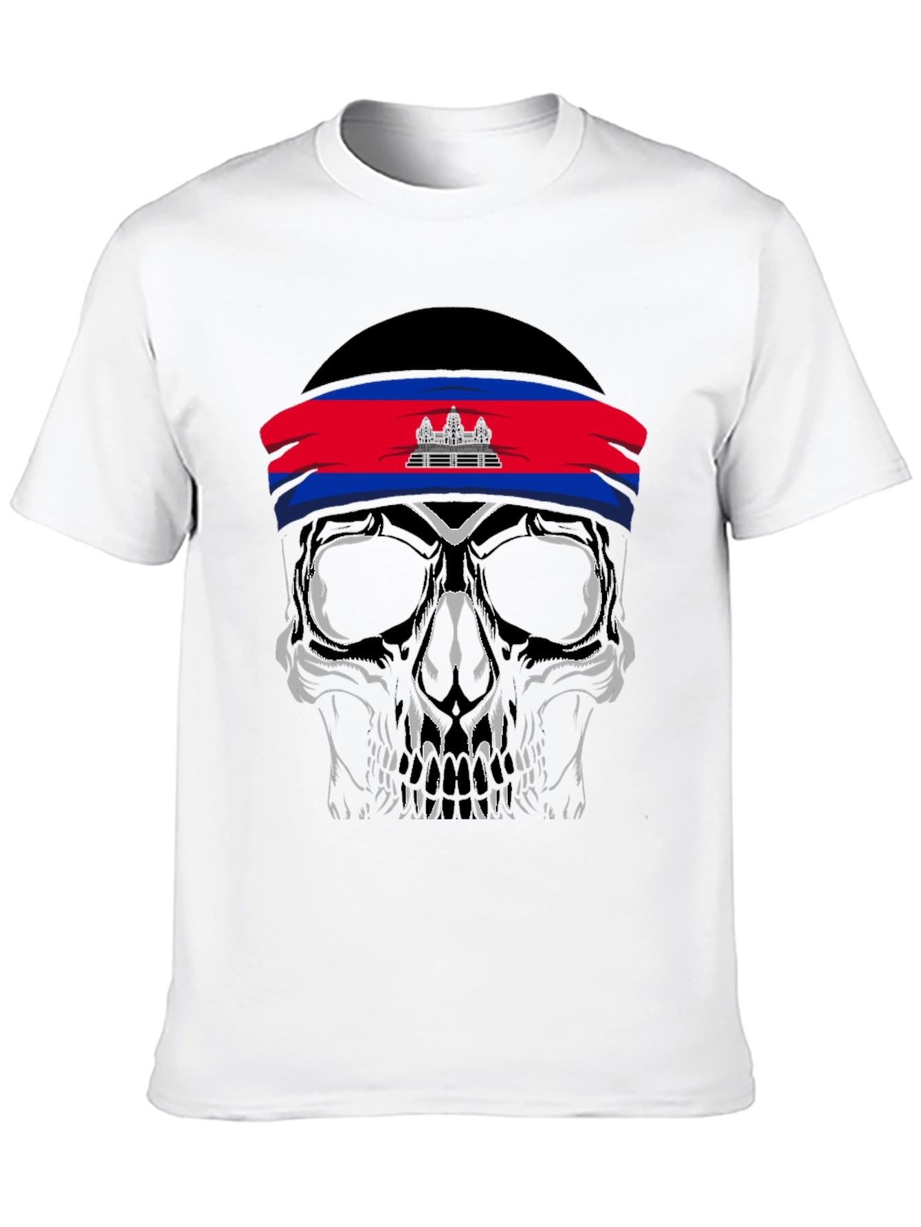 Skull T-Shirt Cambodia Flag Headband - 10