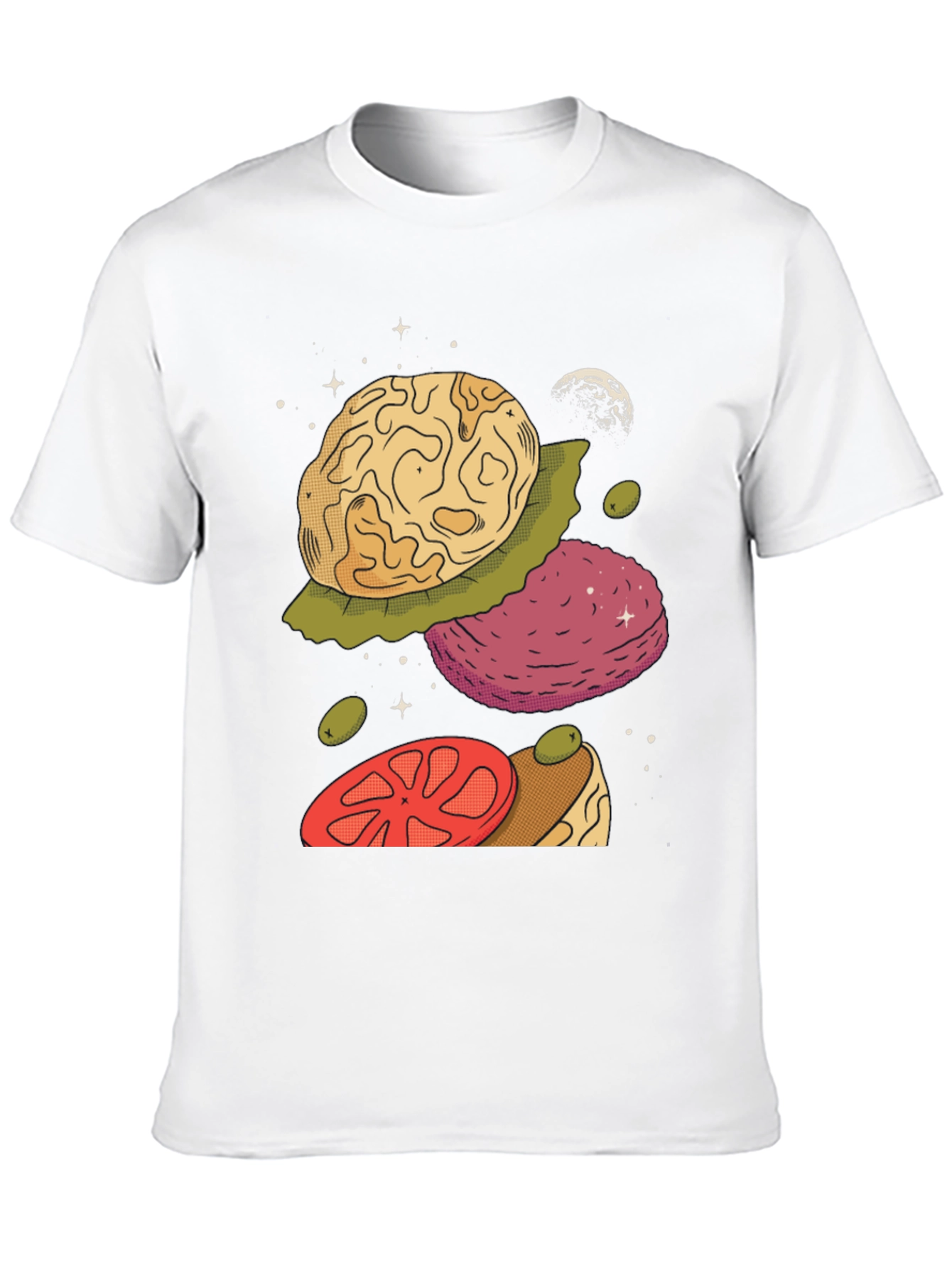 Black Cosmic Burger Graphic Tee - Unique Space Food Design view 10