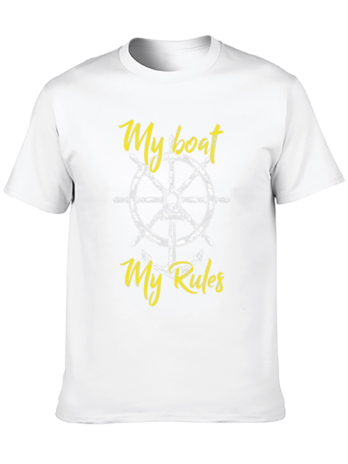 Black My Boat My Rules Black Cotton T-Shirt view 10
