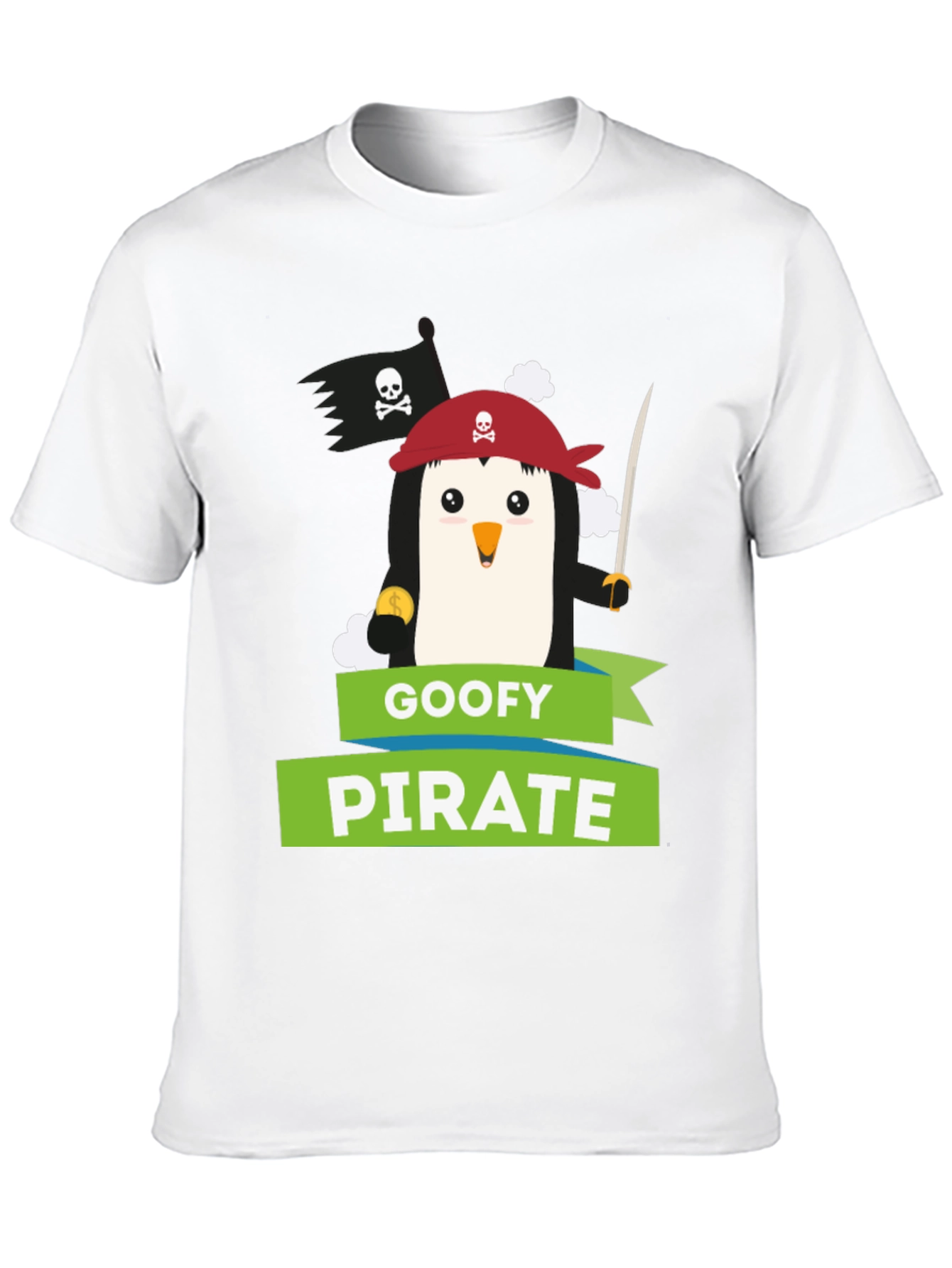Black Goofy Pirate Penguin T-Shirt view 10