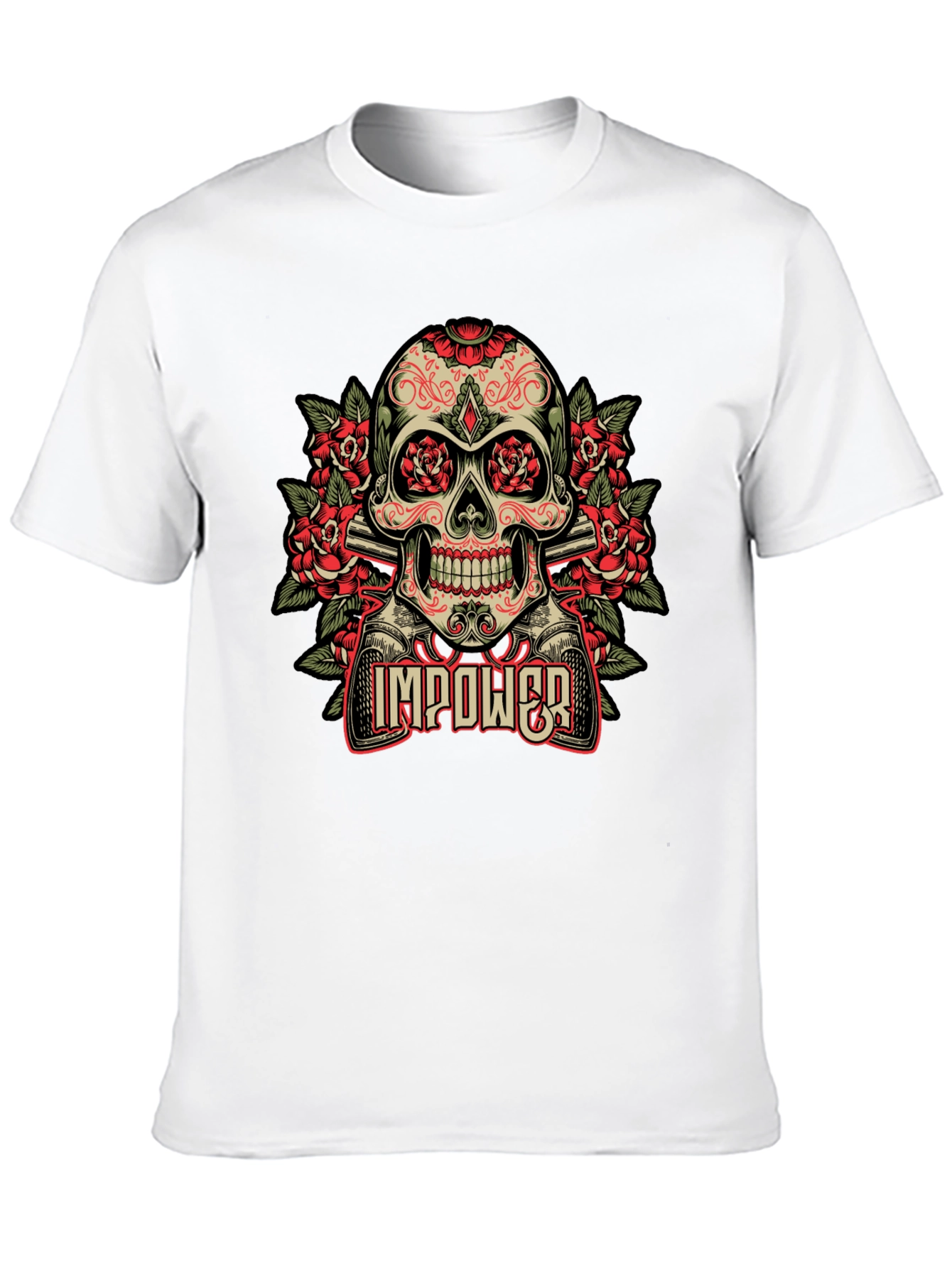 Black Skull & Roses Graphic T-Shirt - Empower Your Style view 10