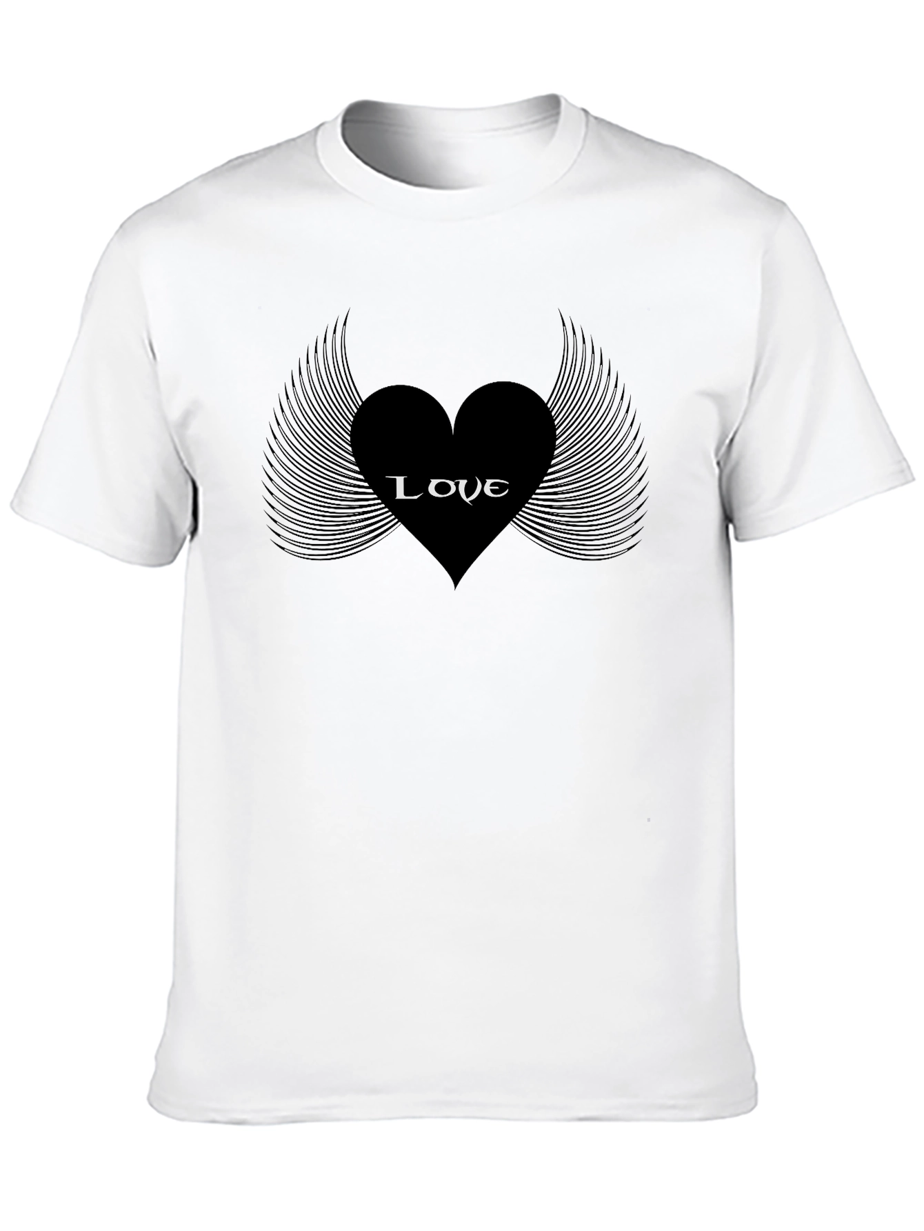 Black Love Heart Wings Graphic Tee - Stylish Black T-Shirt view 10