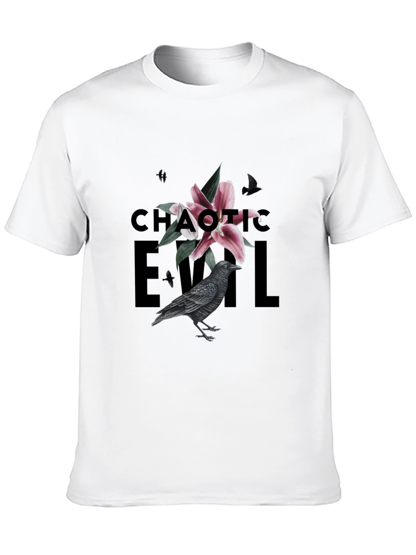 Black Chaotic Evil Raven Graphic Tee - Men's Black T-Shirt view 10