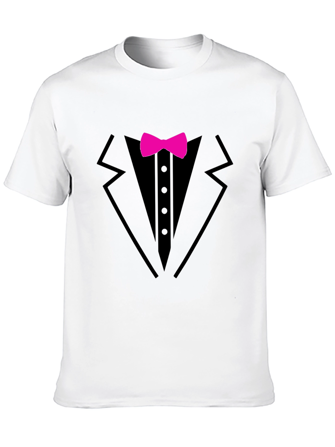 Black Tuxedo T-Shirt with Pink Bow Tie - Fun Formal Wear view 10