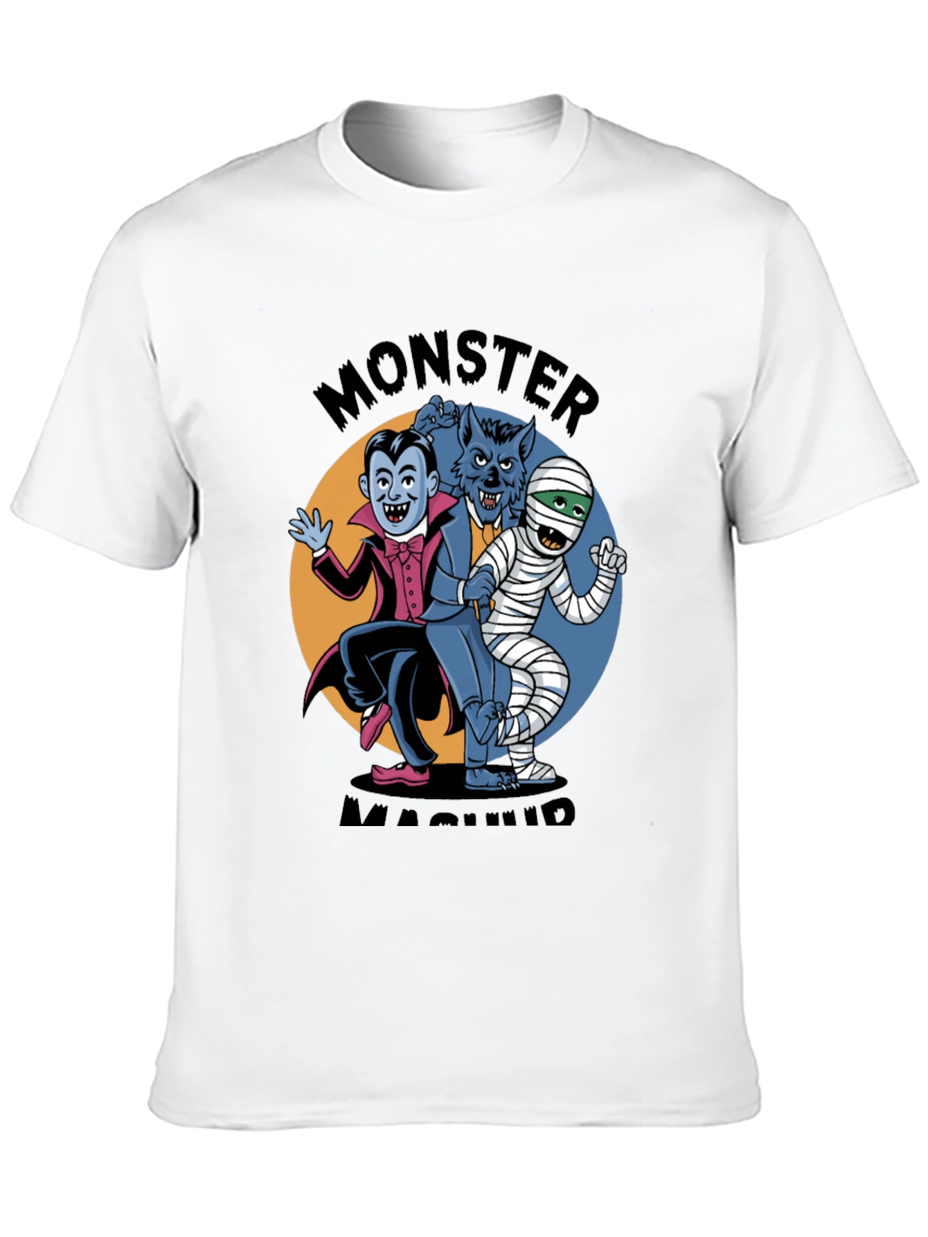 Black Monster Mash T-Shirt: Classic Horror Character Design view 10