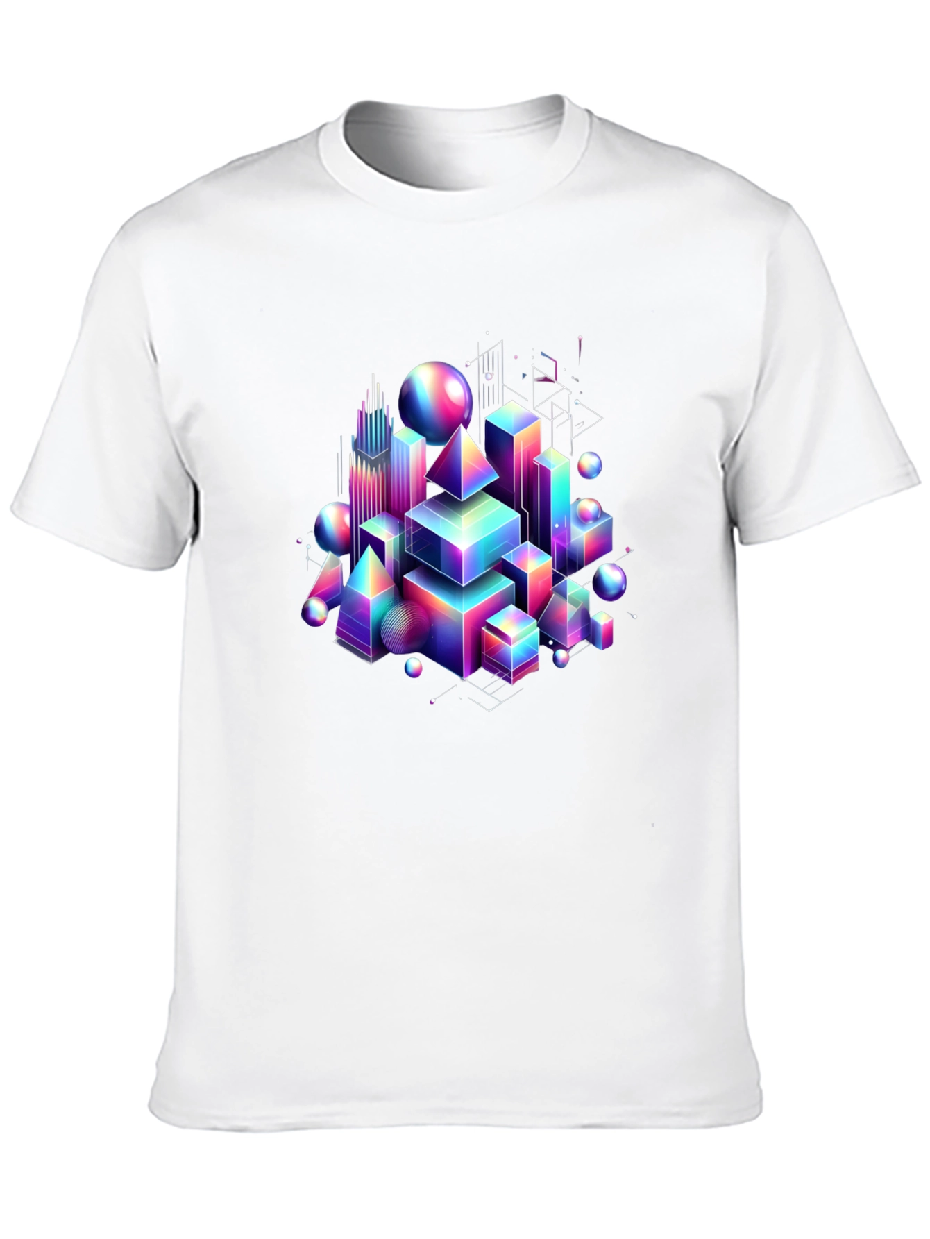 Black Geometric Rainbow T-Shirt - Modern Art Tee view 10