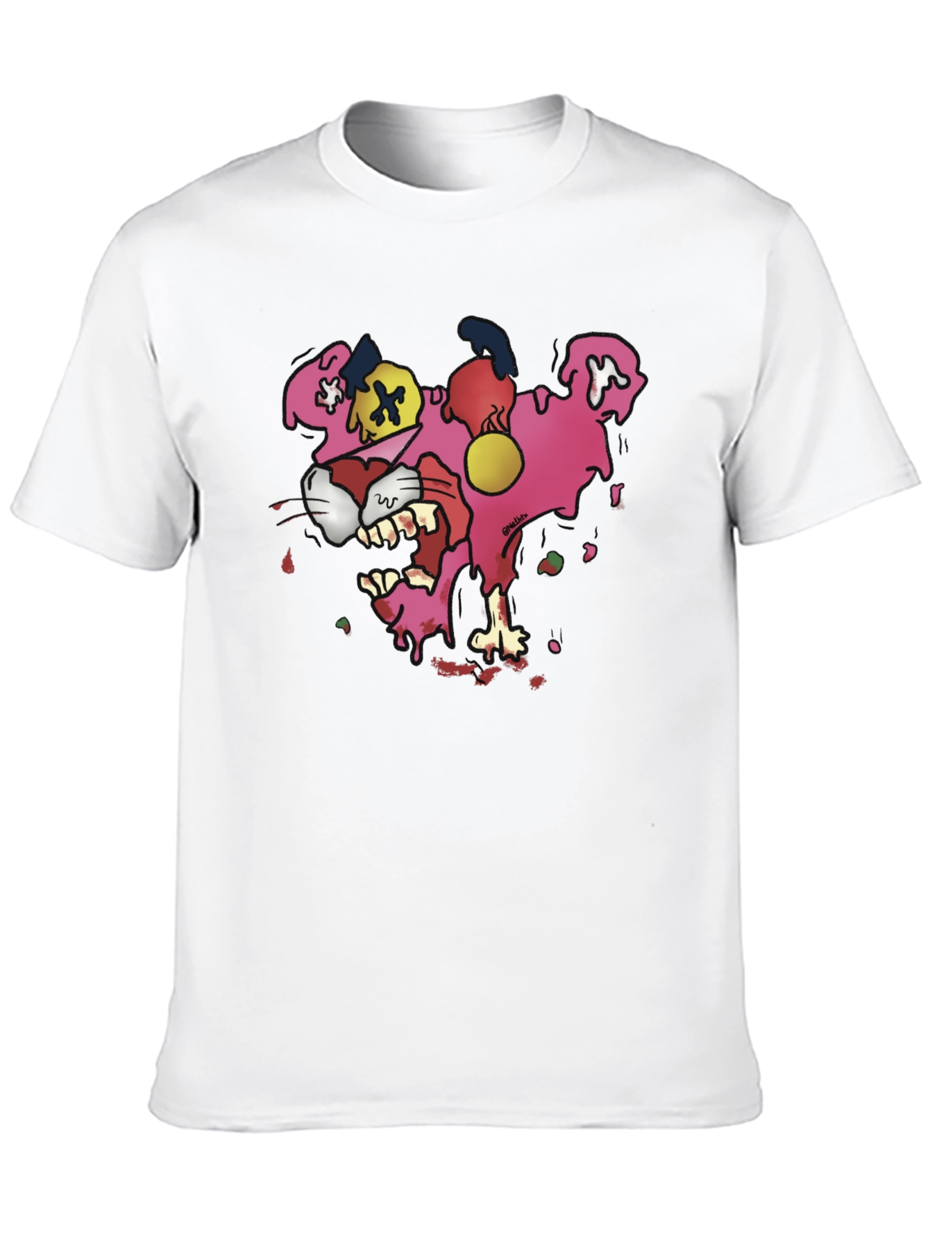Black Cartoon Pink Panther Graphic T-Shirt view 10