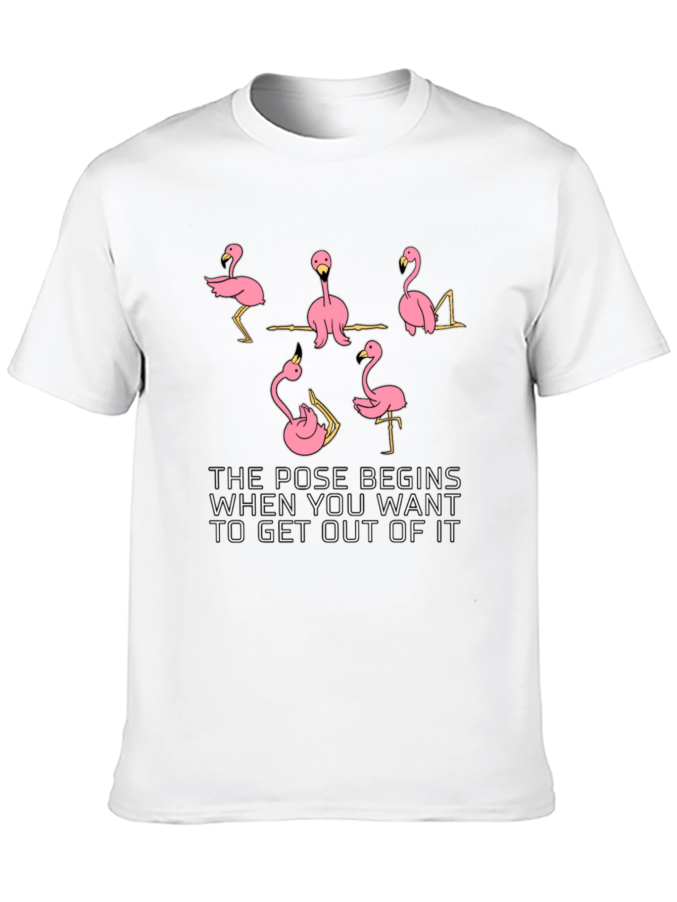 Black Funny Flamingo Yoga Pose Black T-Shirt view 10