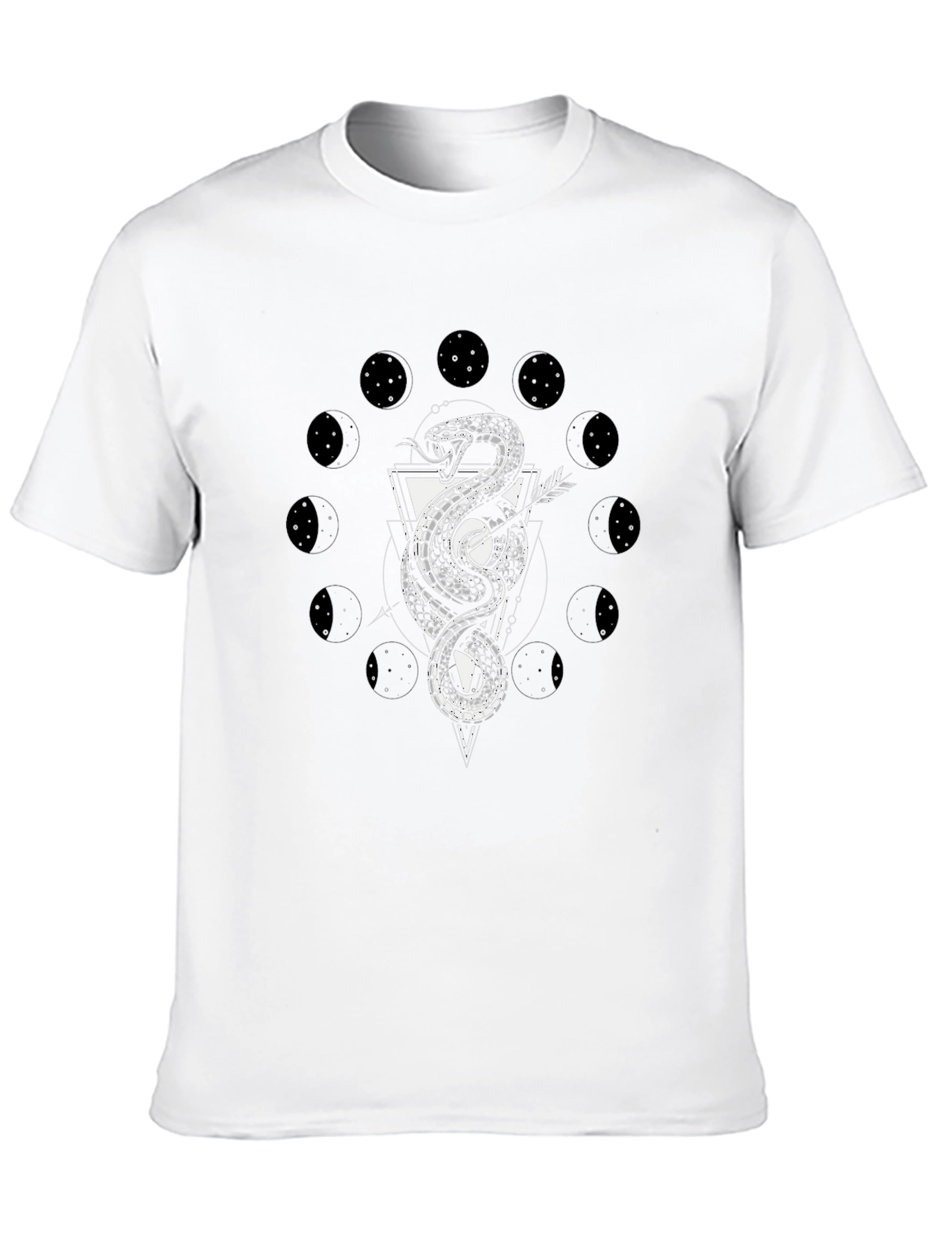 Black Snake Moon Phase Graphic Tee - Black Cotton T-Shirt view 10