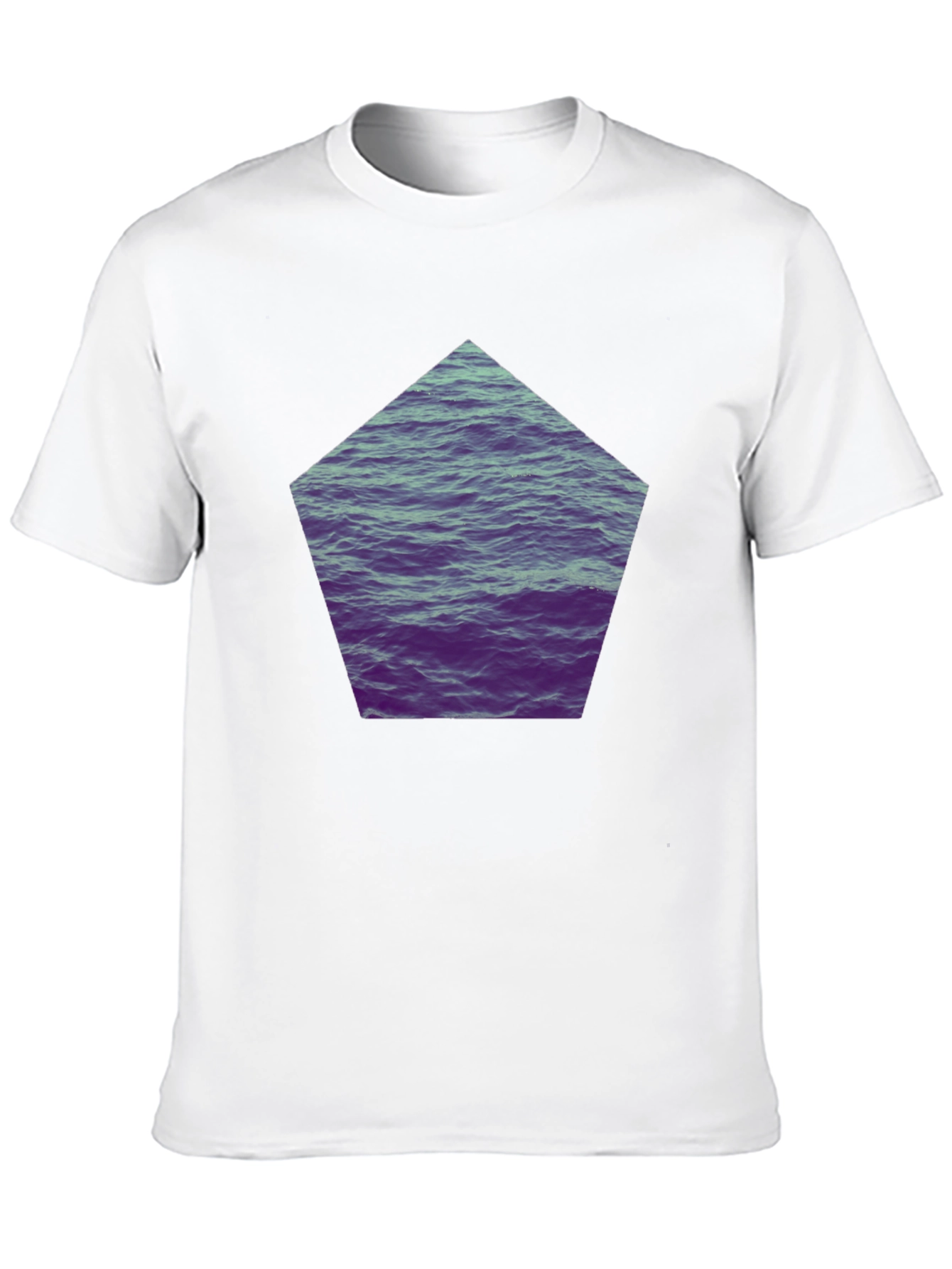Black Black T-Shirt with Ocean Waves Graphic Print view 10