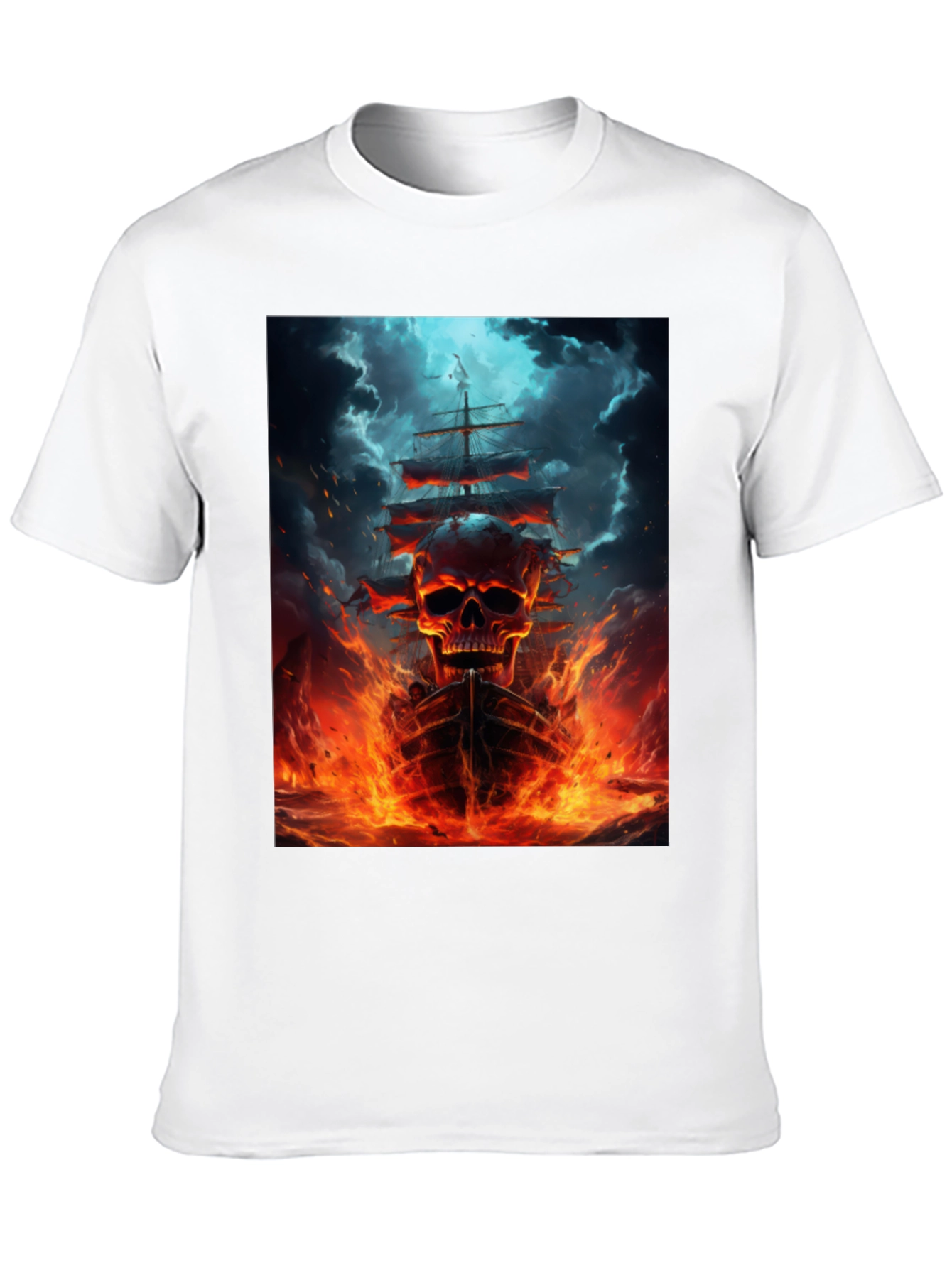 Black Skull Ship Graphic Black T-Shirt view 10