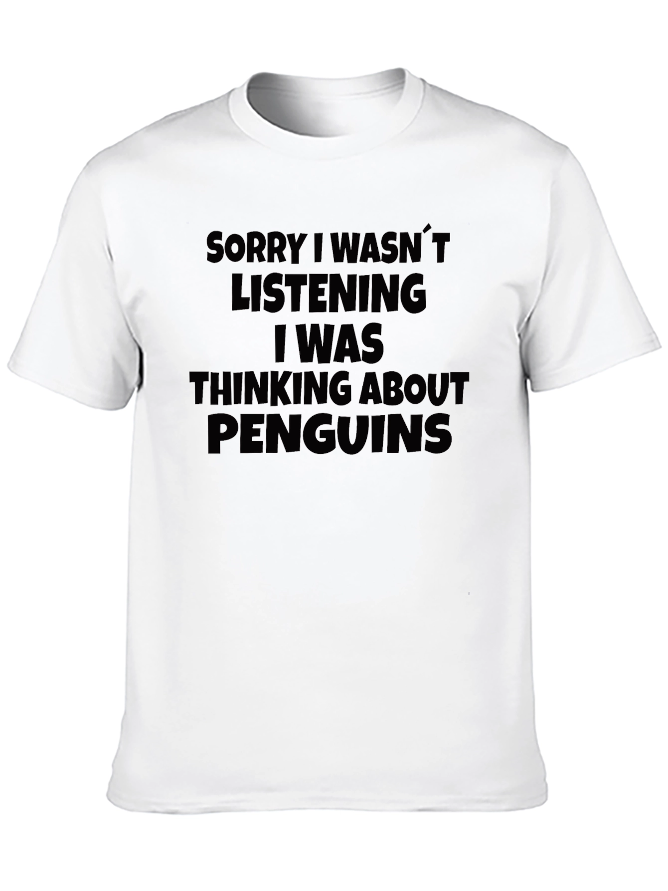 Black Penguin Thought T-Shirt - Funny Slogan Tee view 10