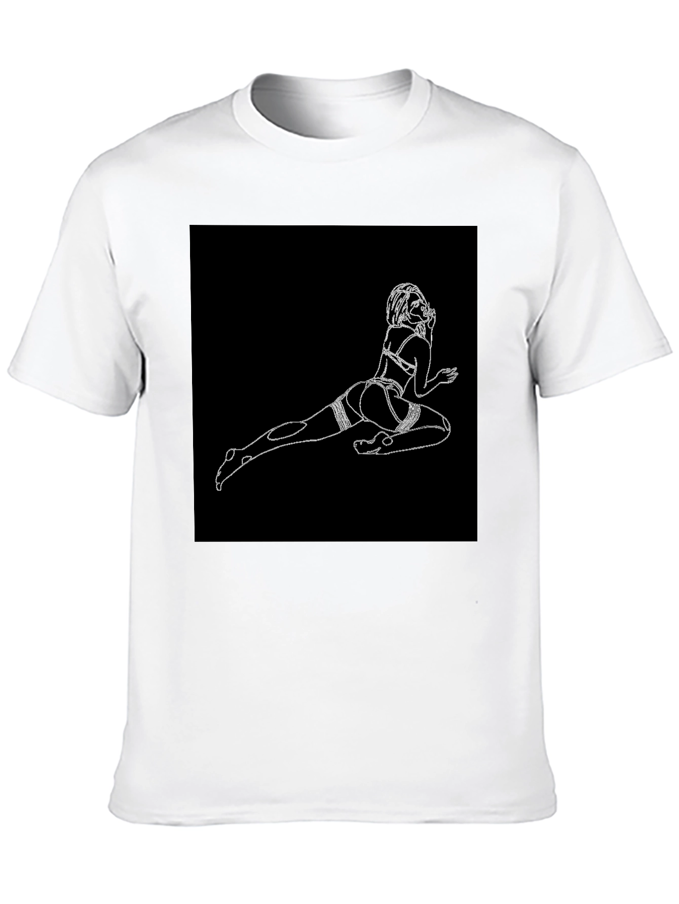 Black Black T-Shirt with Risque Line Art view 10
