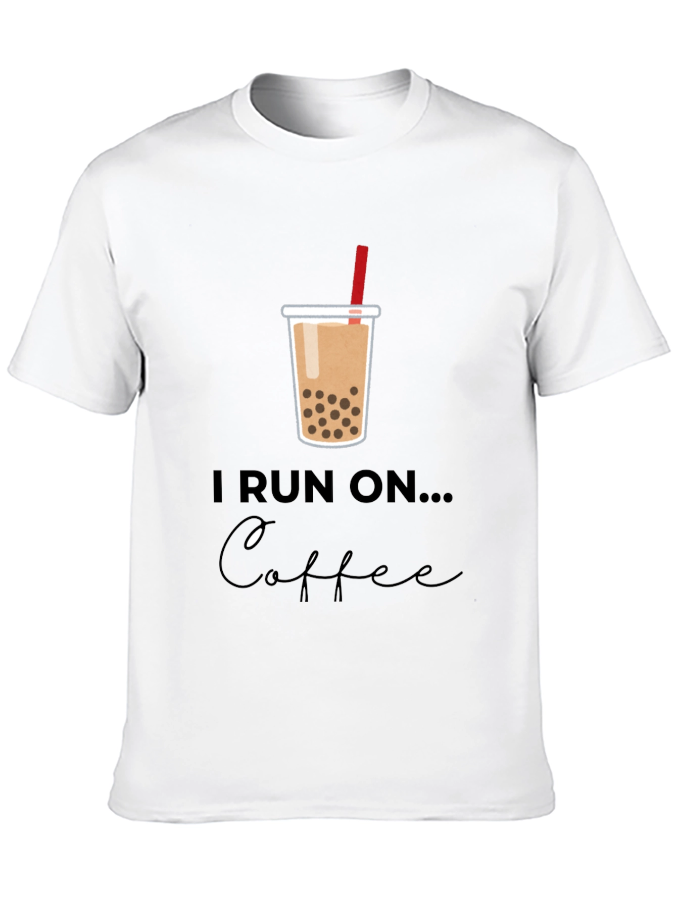 Black I Run on Boba Bubble Tea Graphic T-Shirt view 10