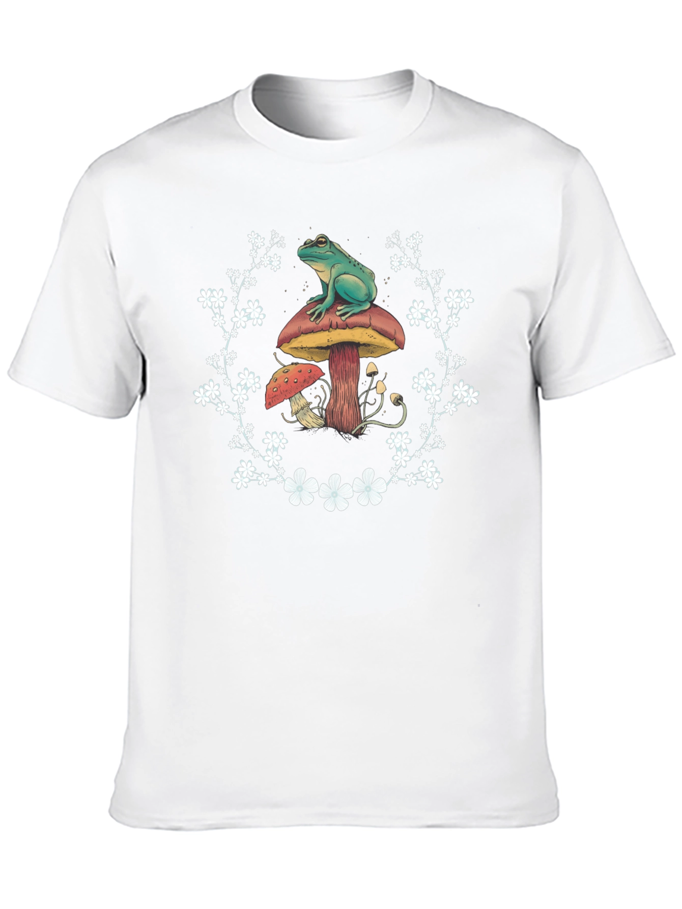 Black Frog and Mushroom T-Shirt - Unique Graphic Tee view 10
