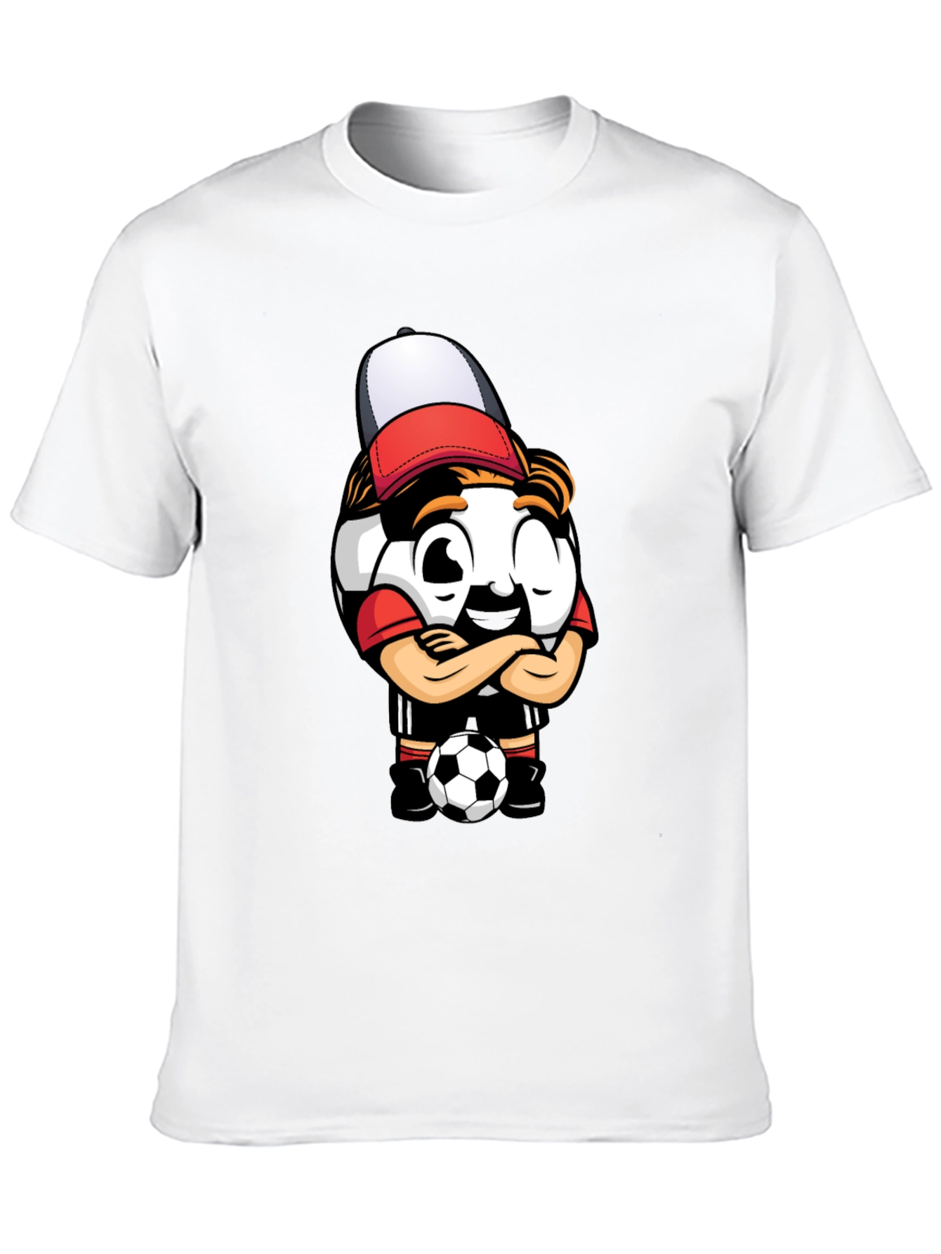 Black Soccer Ball Cartoon T-Shirt - Cool Graphic Tee view 10