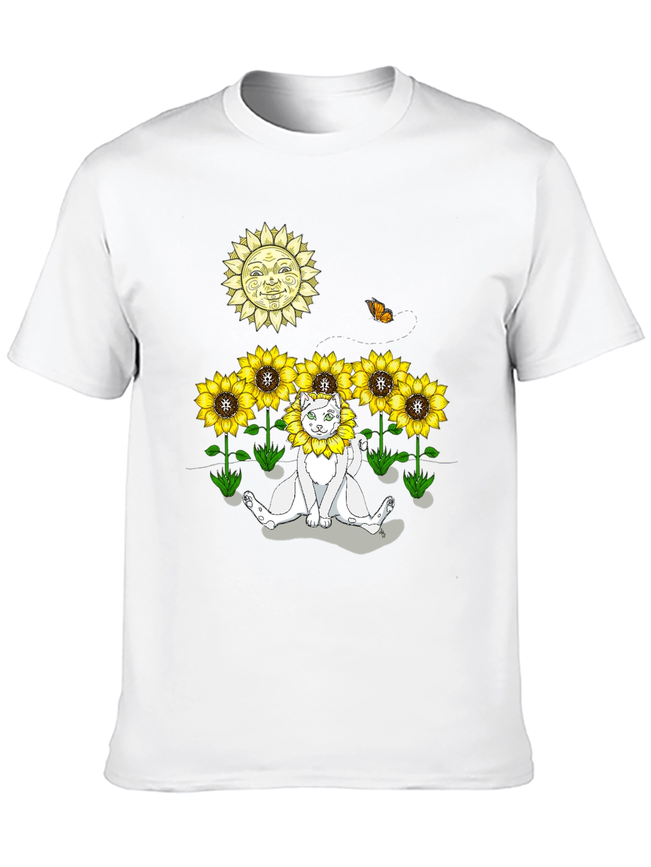 Black Sunflower Cat Graphic Tee - Black view 10