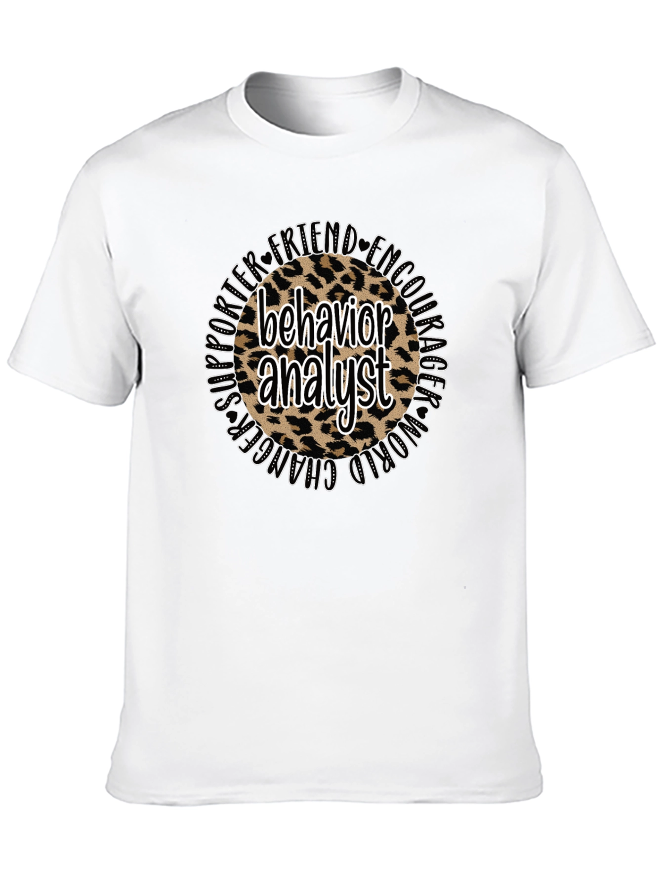 Black Behavior Analyst Leopard Print T-Shirt view 10