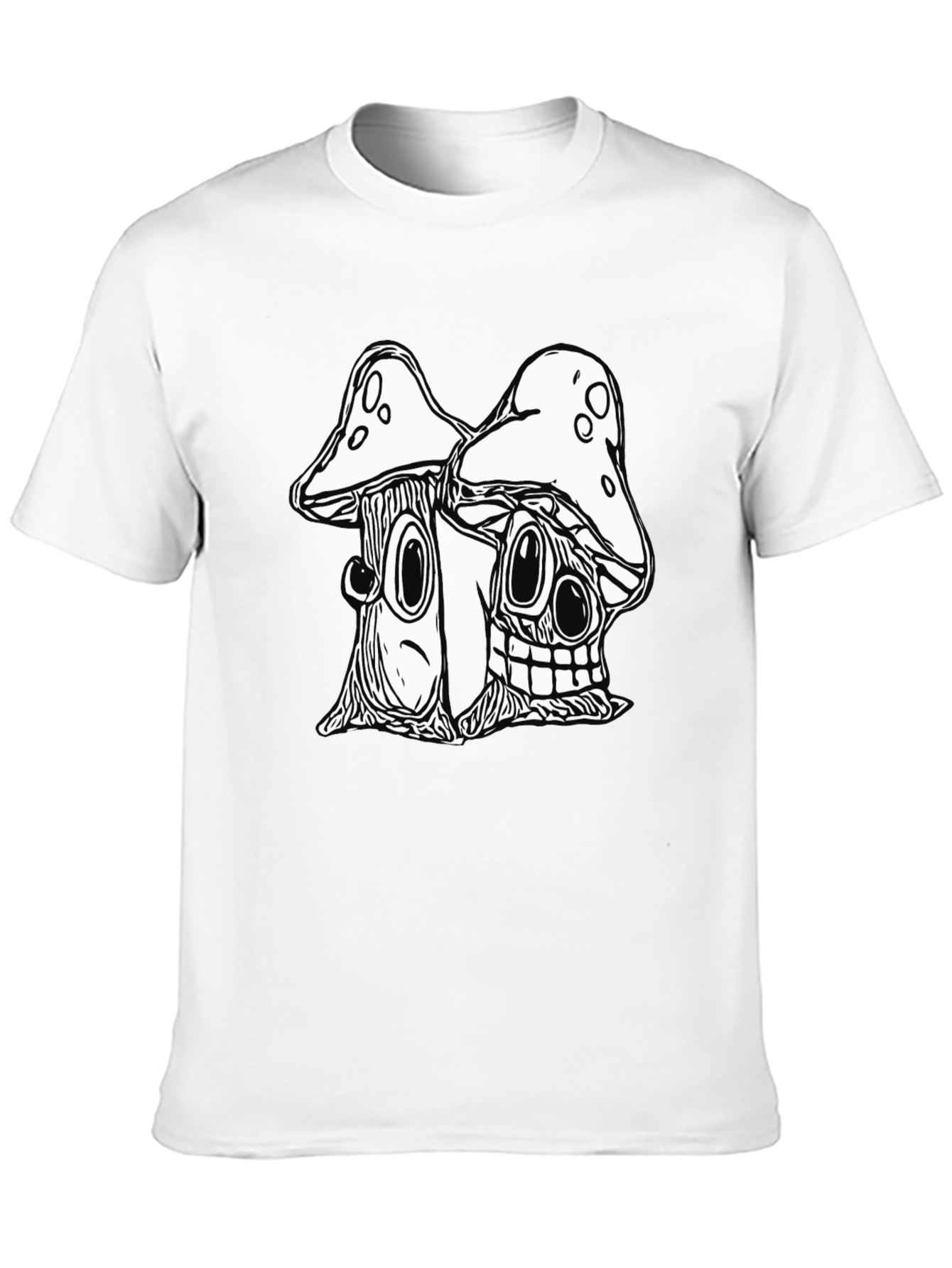 Black Mushroom Cartoon Graphic Black T-Shirt view 10