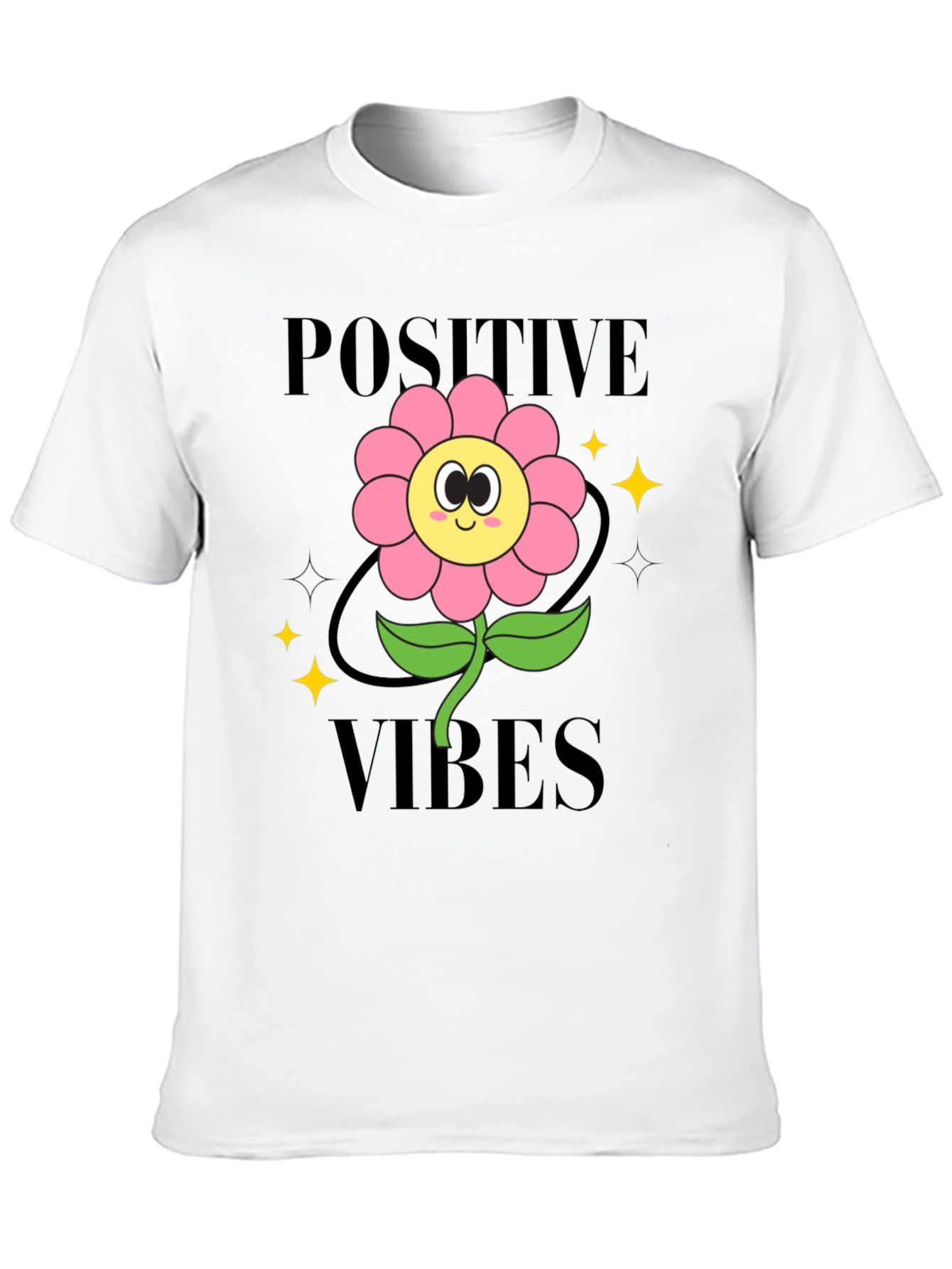Black Positive Vibes Flower Graphic T-Shirt view 10
