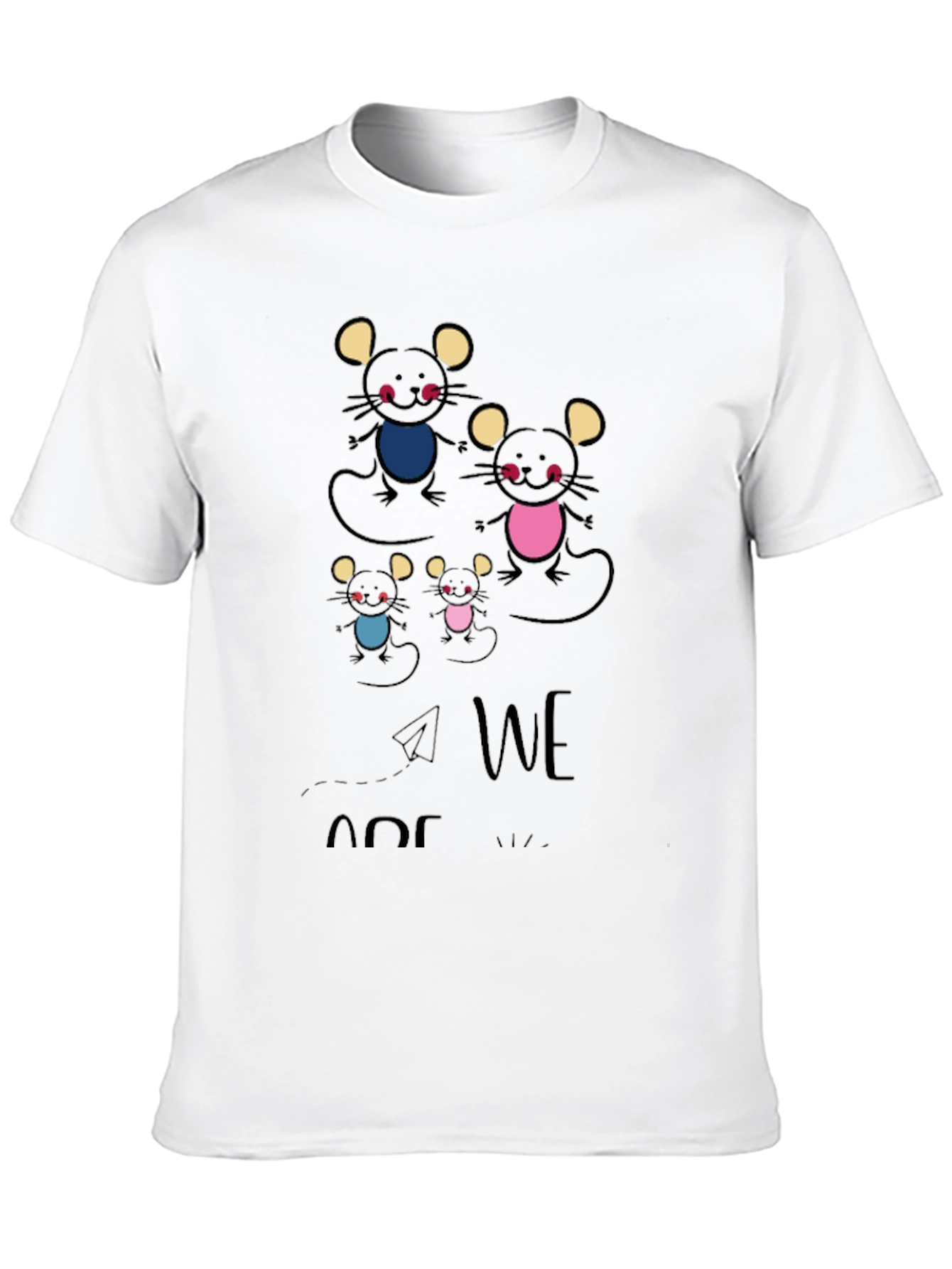 Black Cute Mouse Family Graphic Print T-Shirt view 10