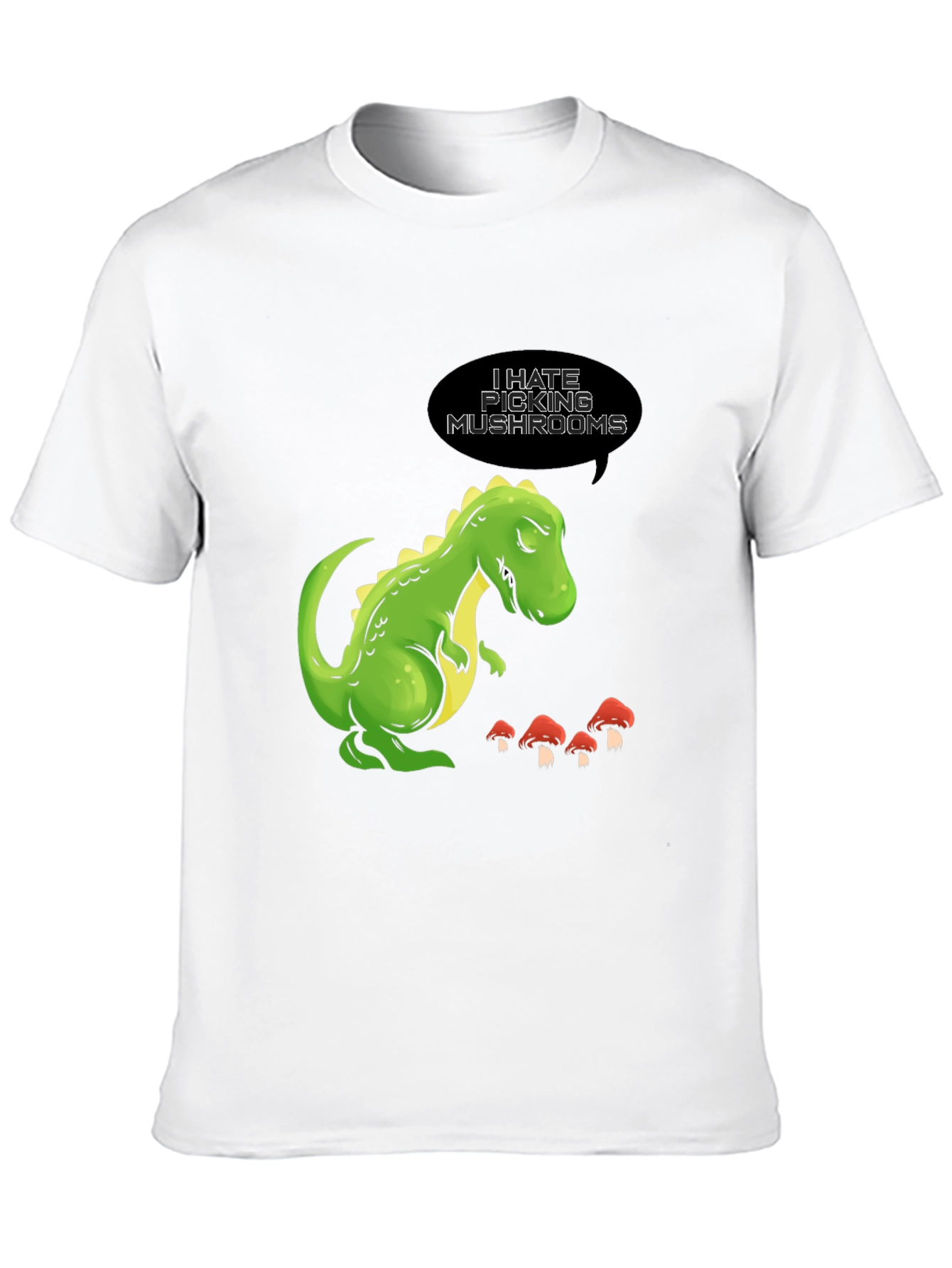 Black Funny Dinosaur T-Shirt - I Hate Picking Mushrooms view 10