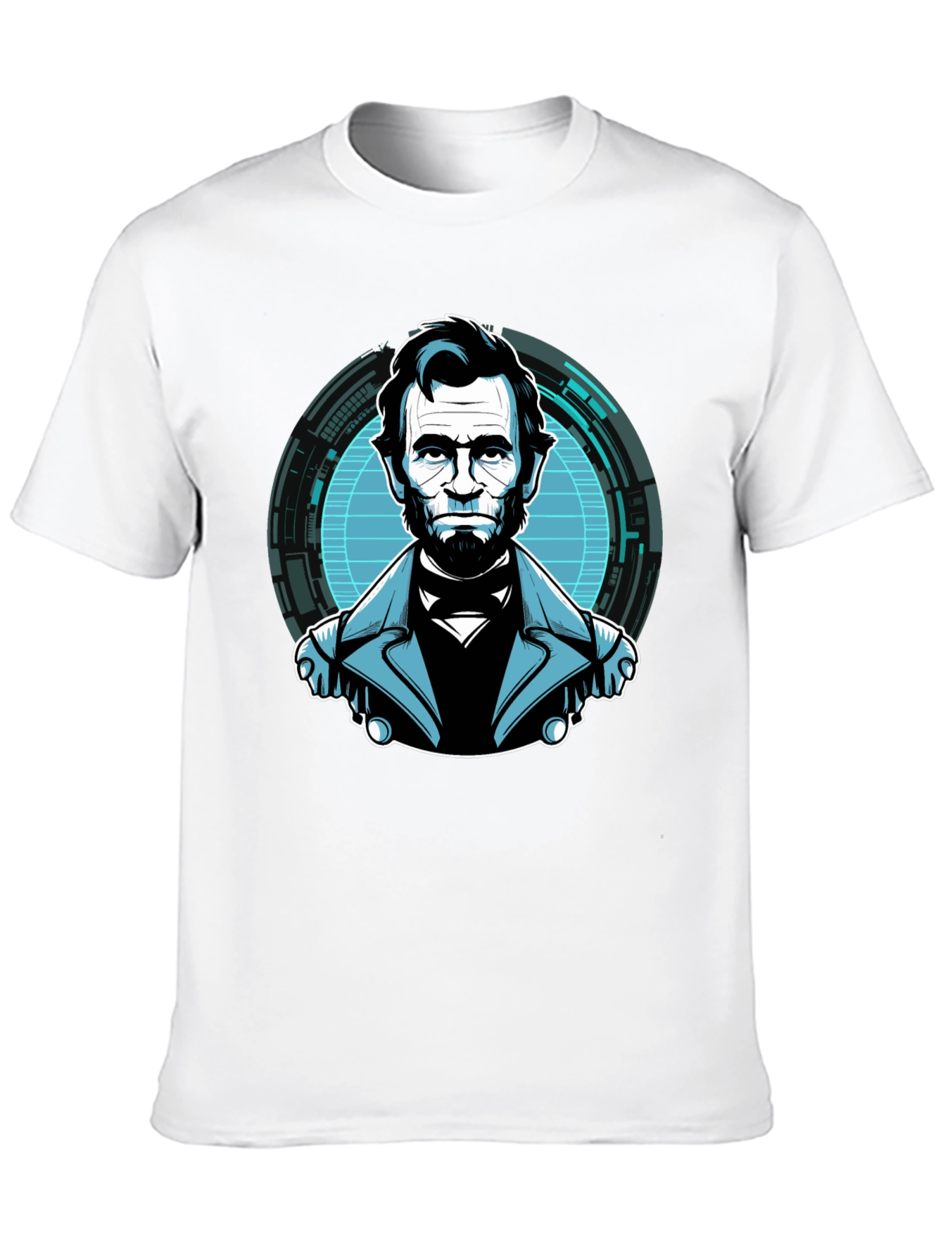 Black Abe Lincoln Tech Graphic Black T-Shirt view 10
