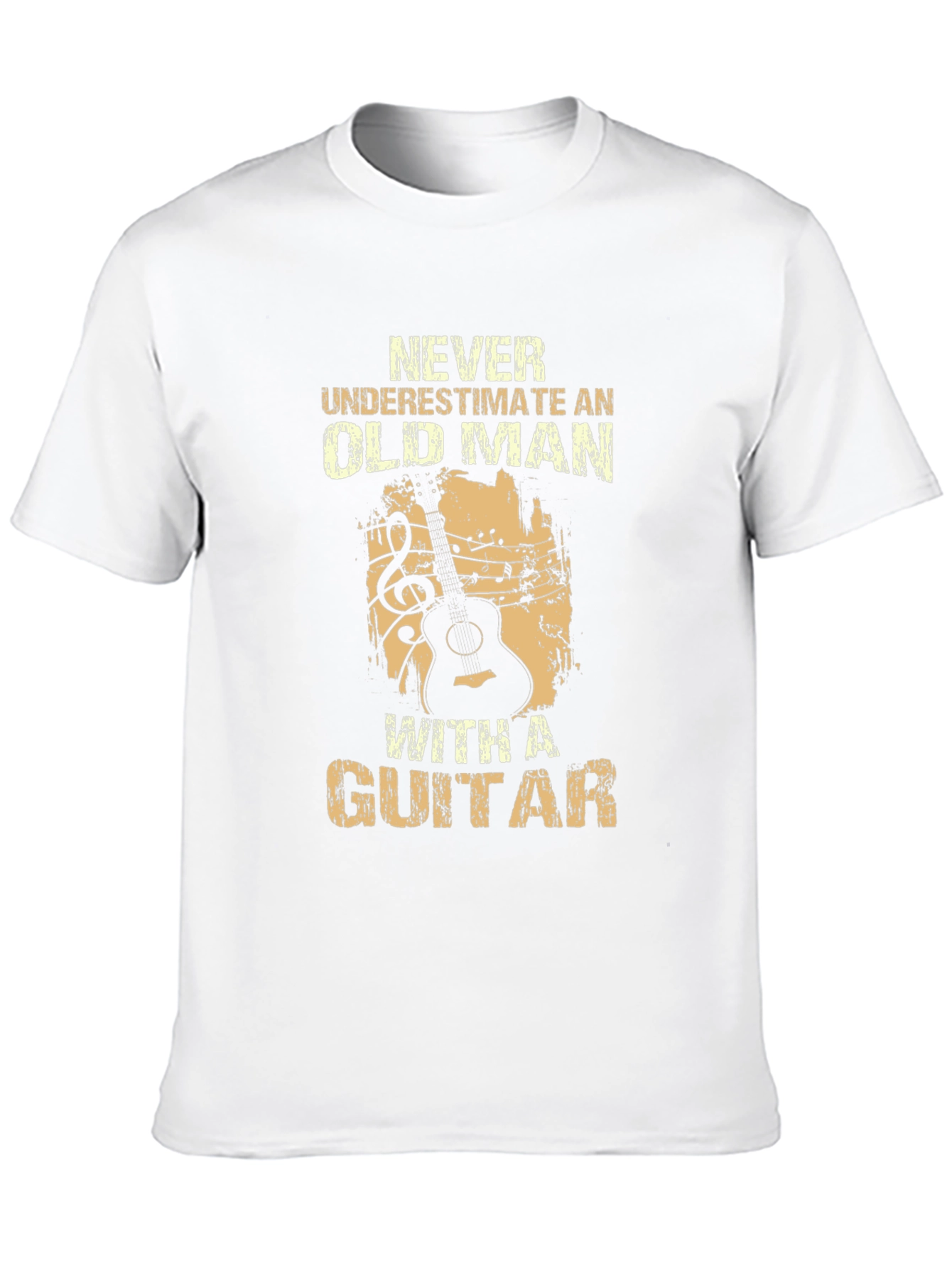 Black Never Underestimate Old Man Guitar T-Shirt view 10