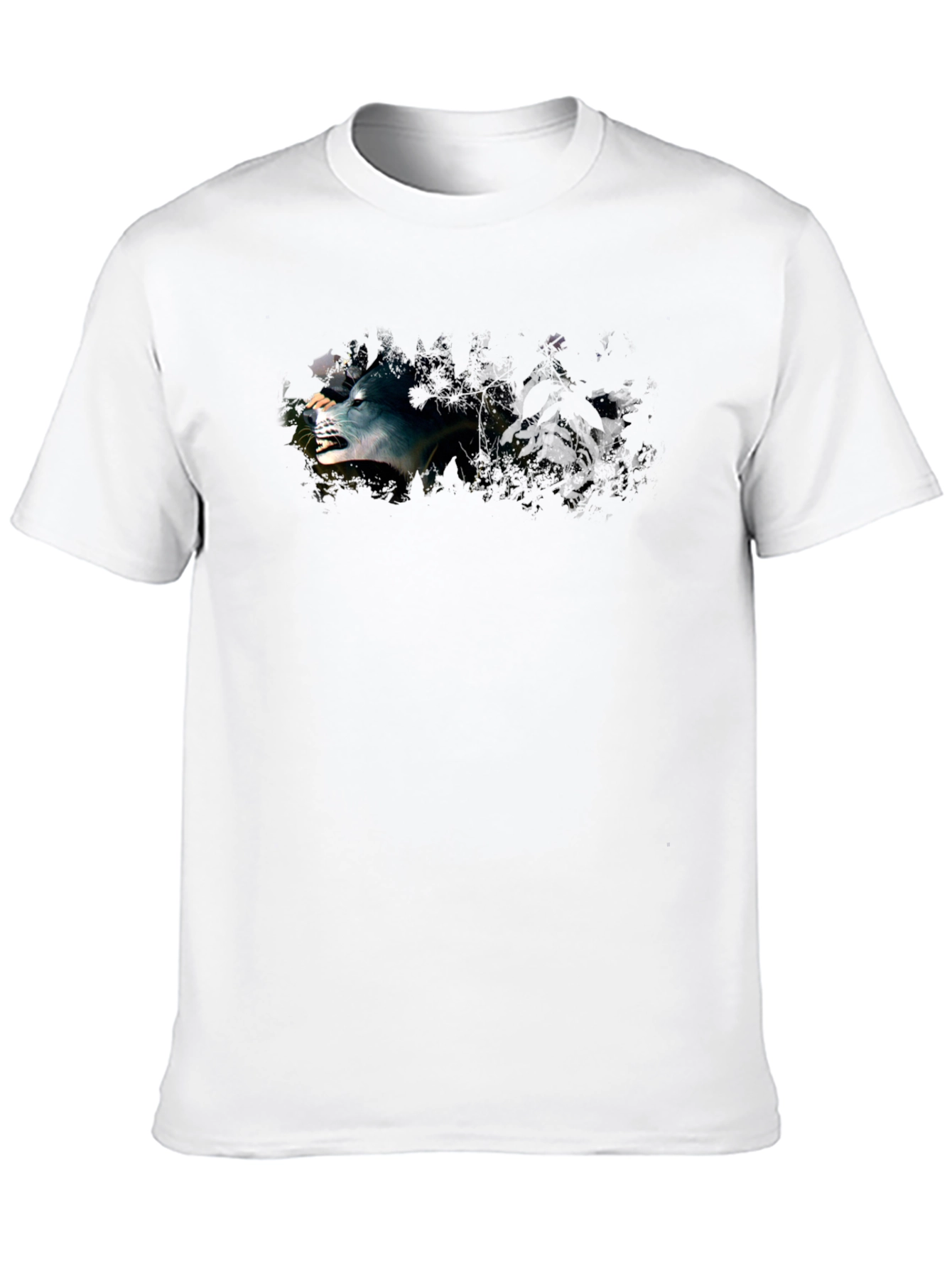 Black Black T-Shirt with Wolf Graphic view 10