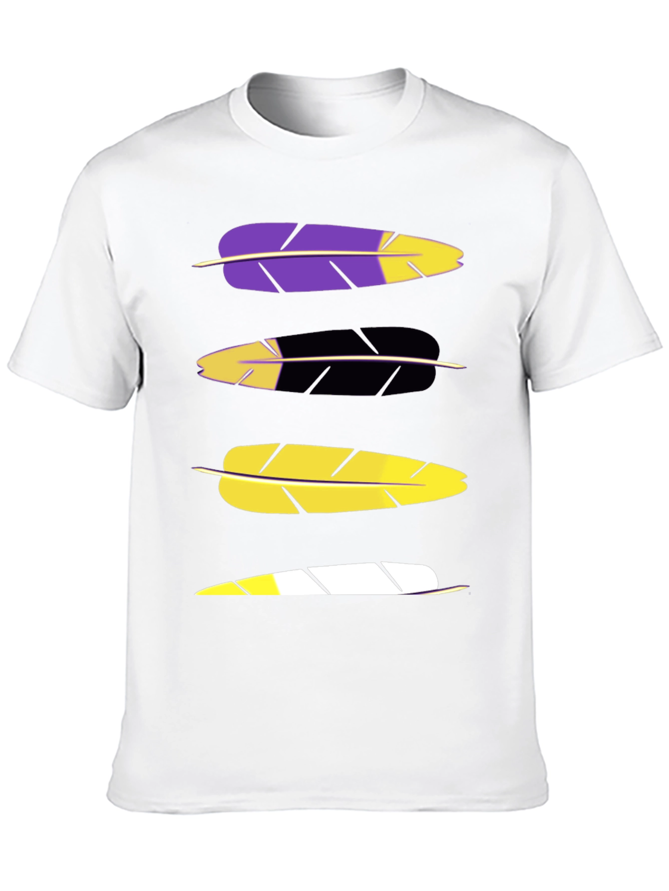 Black Feather Graphic Tee - Black Cotton Blend Casual T-Shirt view 10