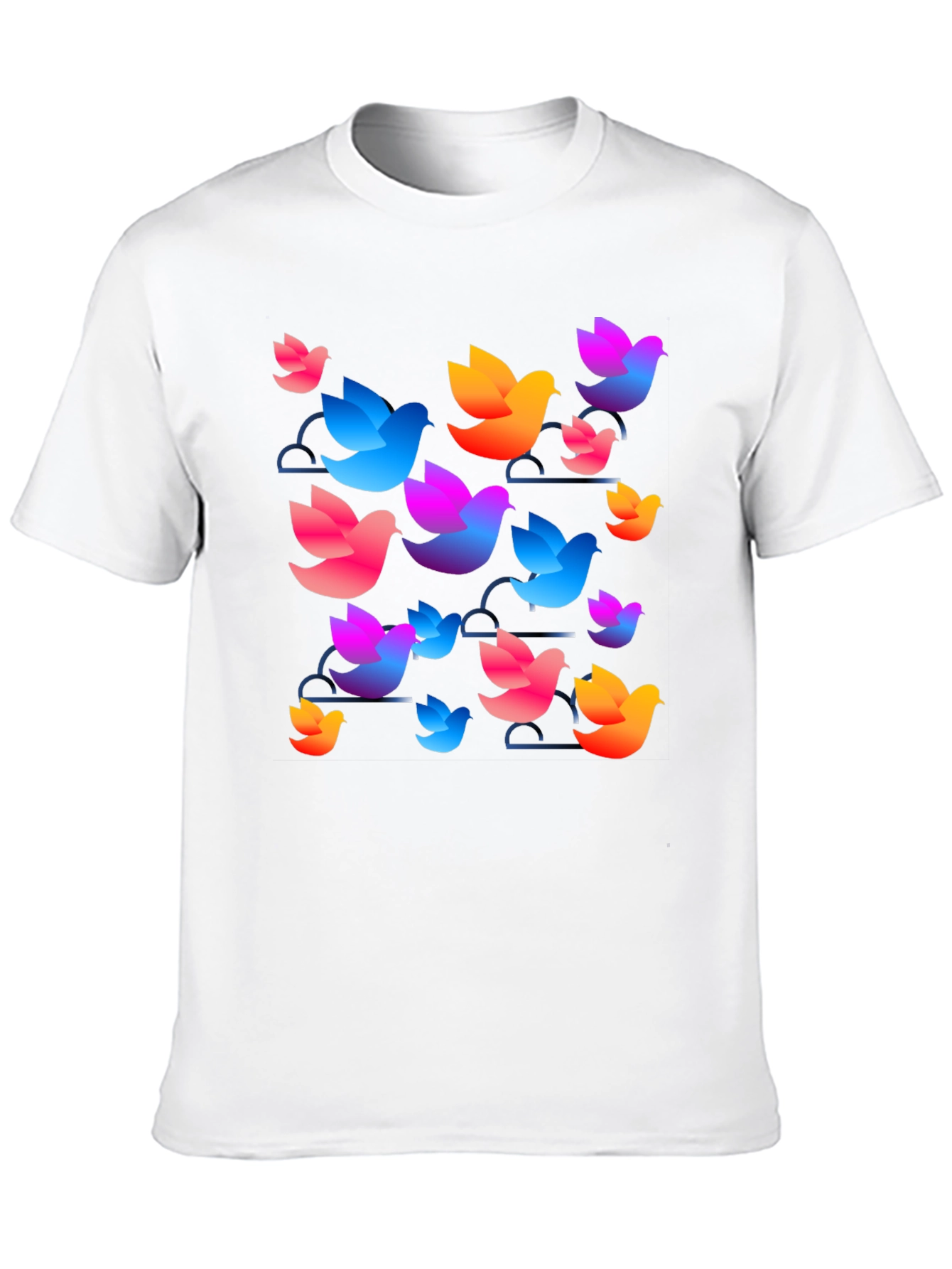 Black Vibrant Bird Print Crew Neck Tee - Casual Style view 10