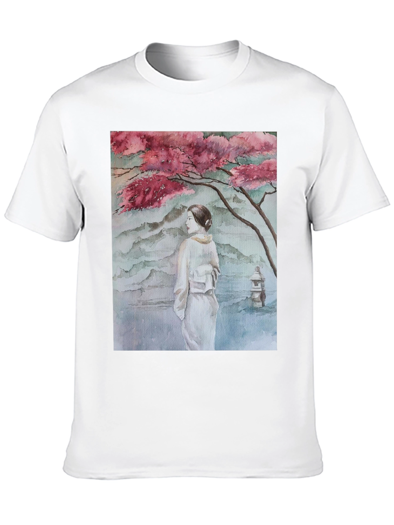 Black Watercolor Japanese Art Black T-Shirt view 10