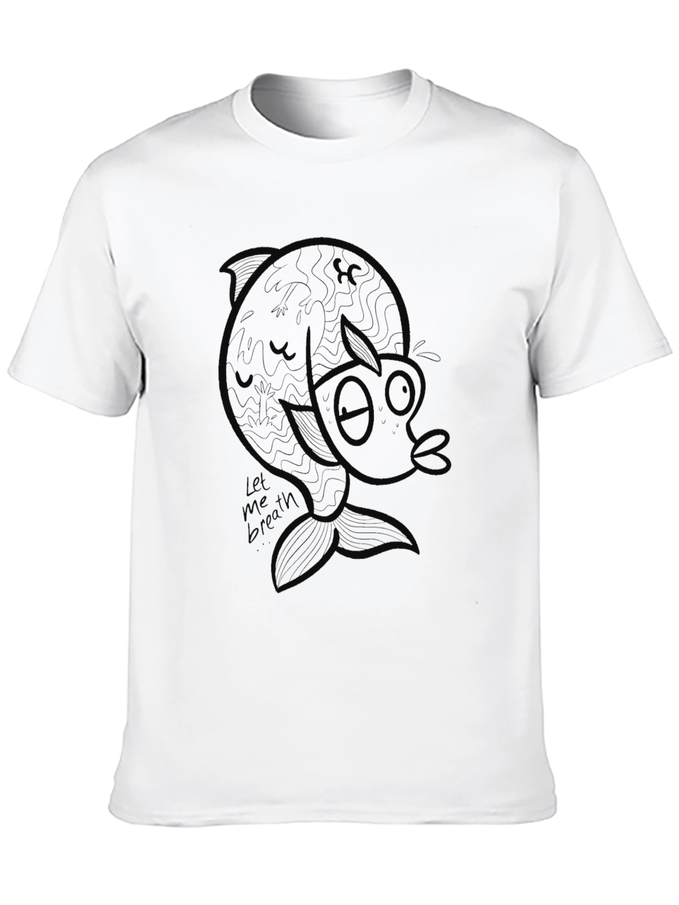 Black Unique Graphic Tee - Let Me Breath Fish Design view 10
