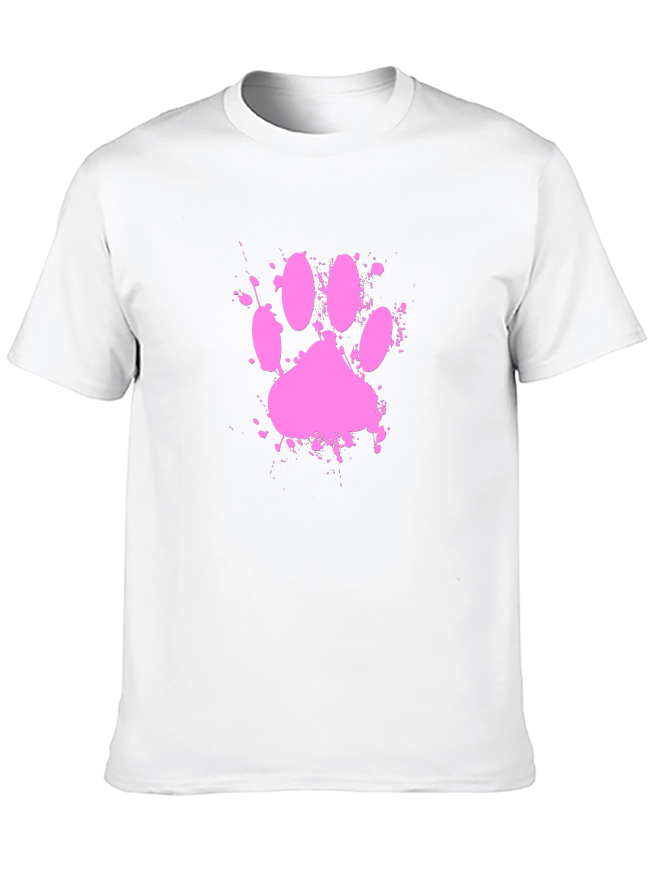 Black Pink Paw Print Splatter T-Shirt view 10