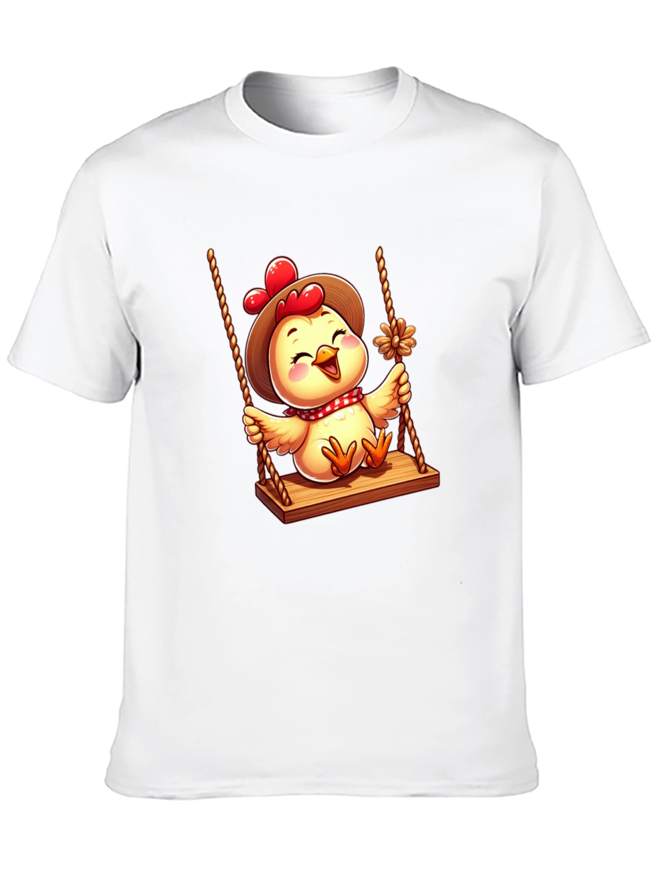 Black Cute Chicken on Swing Graphic Tee view 10