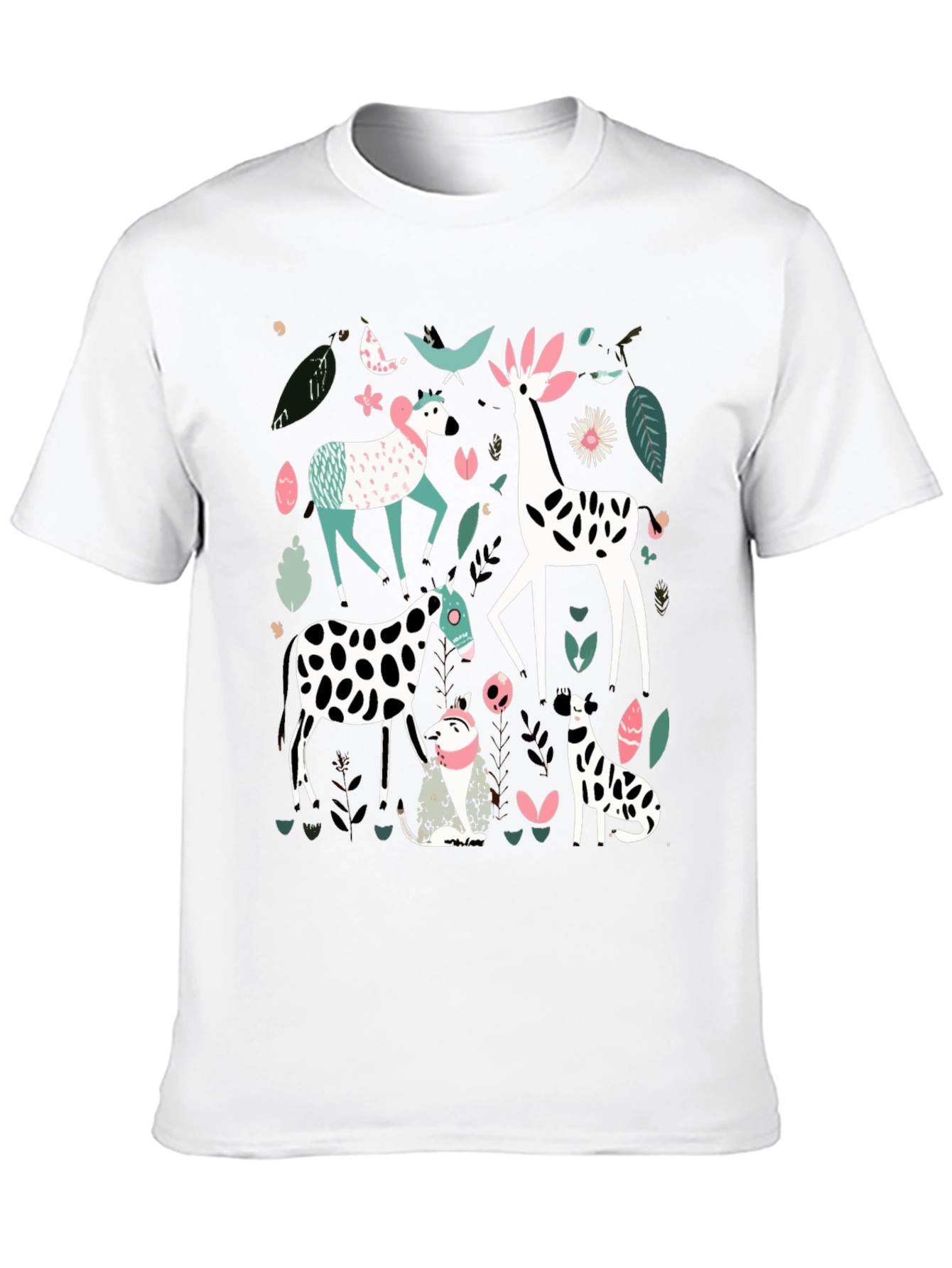 Black Whimsical Animal Print Tee - Unique Graphic Design view 10