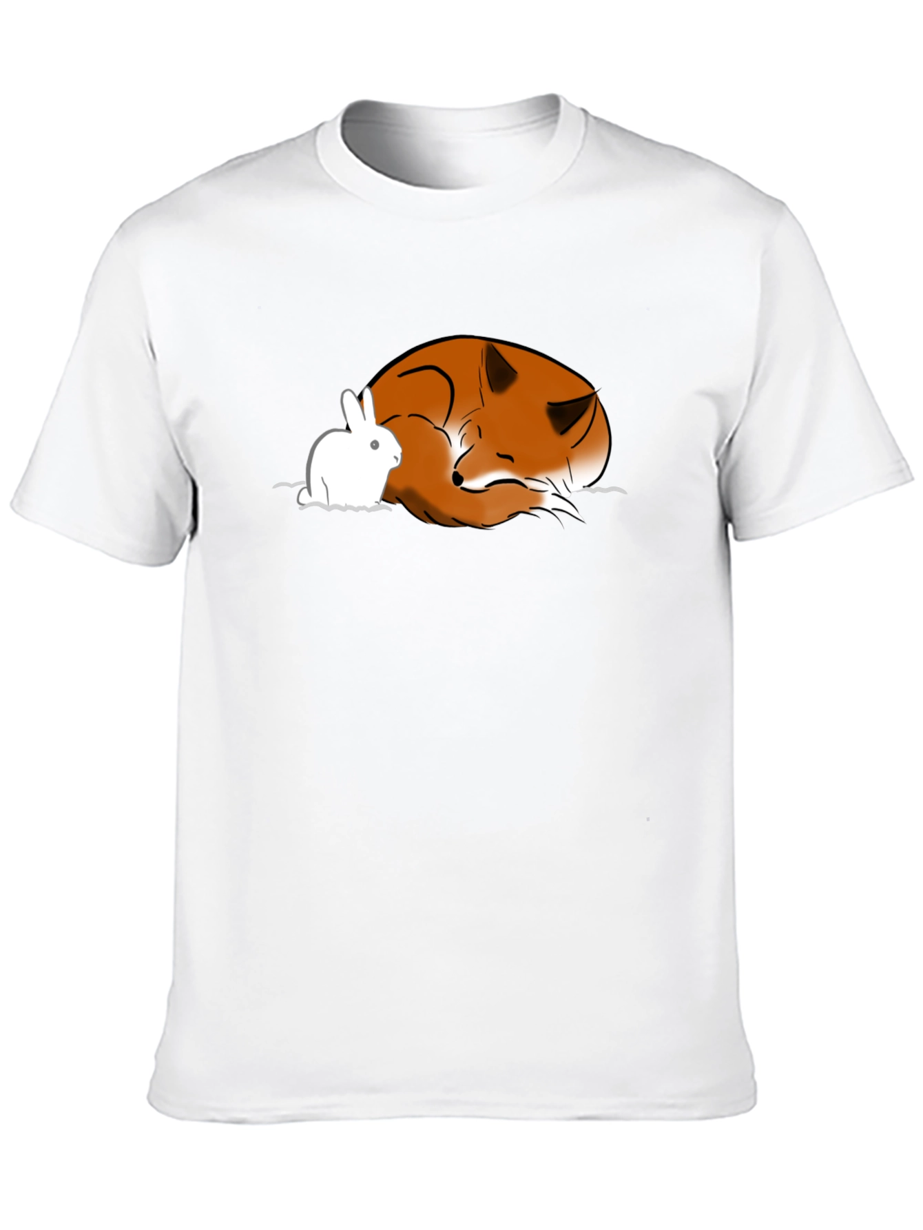 Black Fox and Rabbit Graphic T-Shirt - Unisex Black Tee view 10