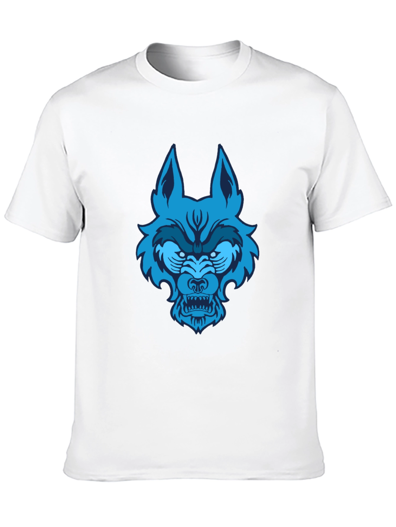 Black Blue Wolf Graphic Tee - Black Cotton T-Shirt view 10