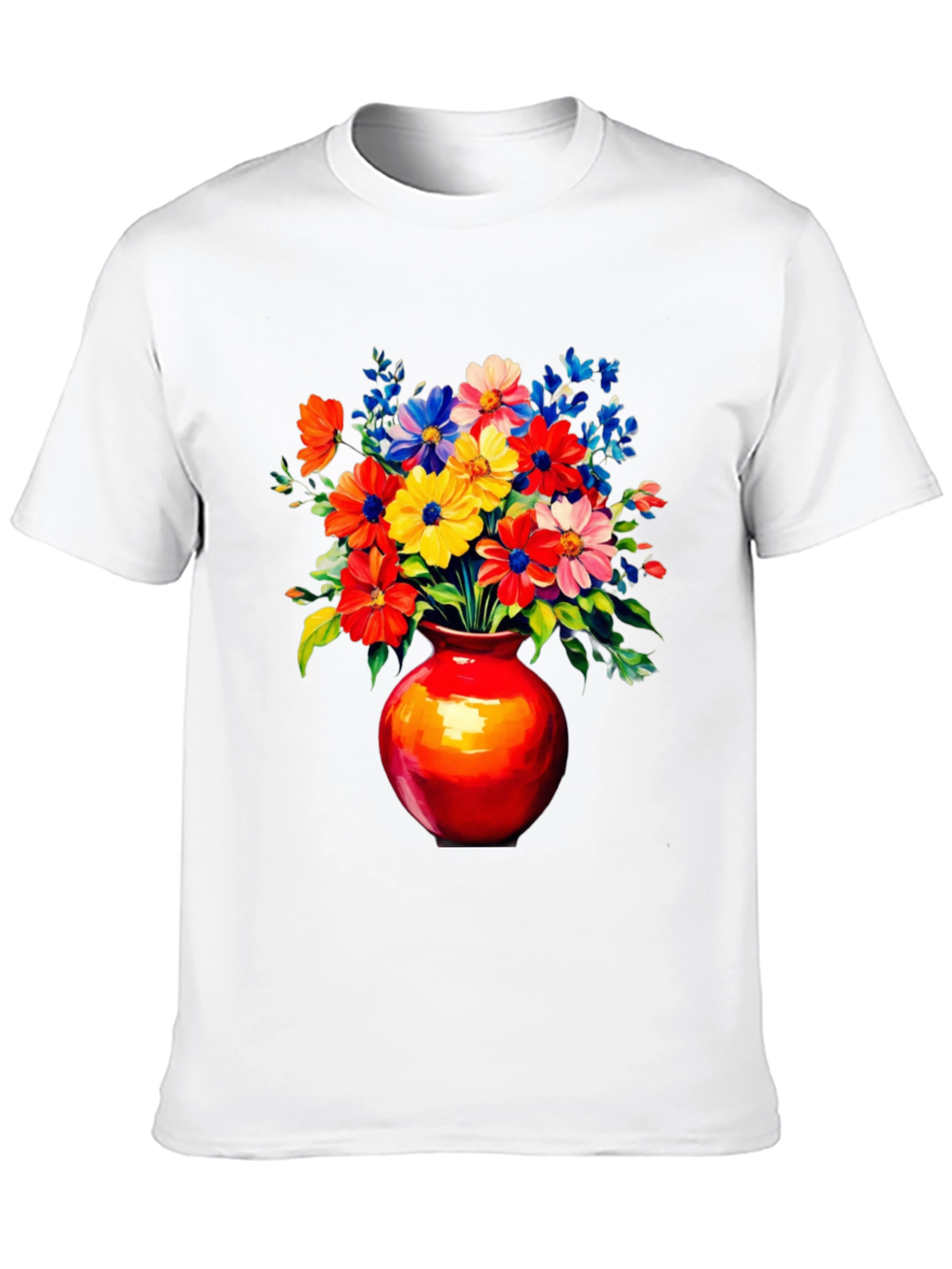 Black Floral Vase Graphic Tee - Vivid Black T-Shirt view 10