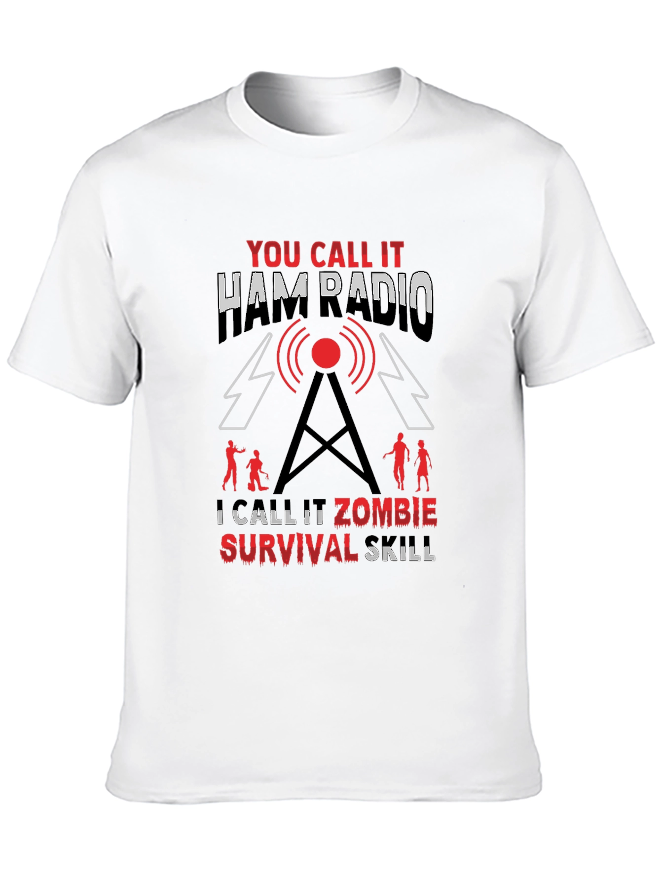 Black Ham Radio Zombie Survival Skill T-Shirt view 10