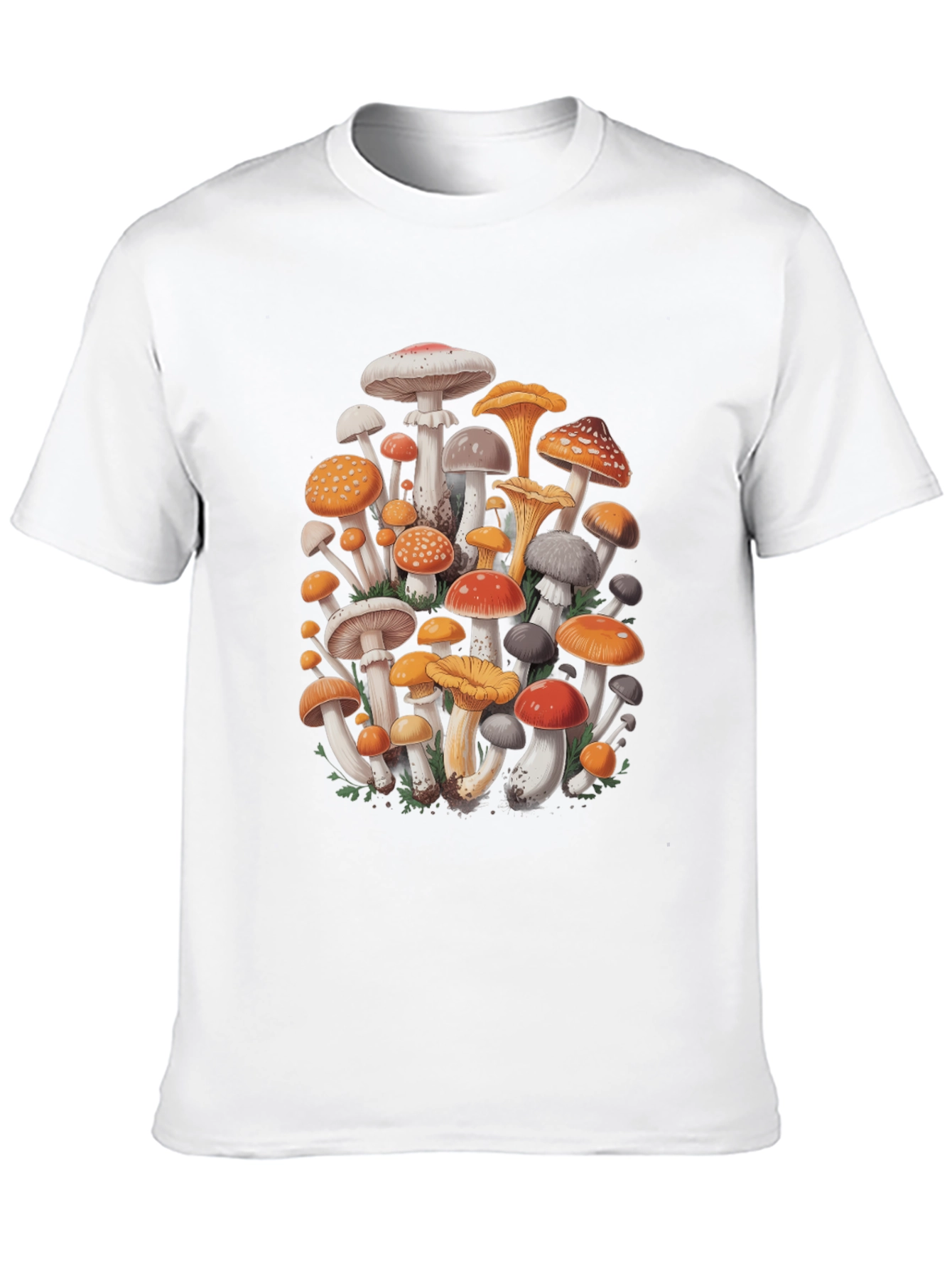 Black Mushroom Print Graphic Tee - Black Cotton Blend view 10