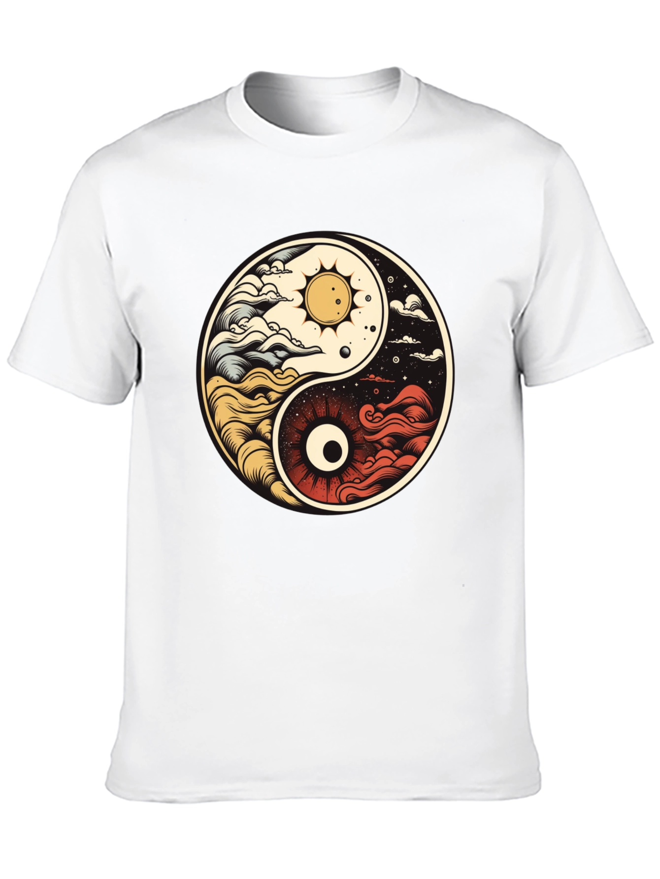 Black Yin Yang Celestial Balance T-Shirt view 10